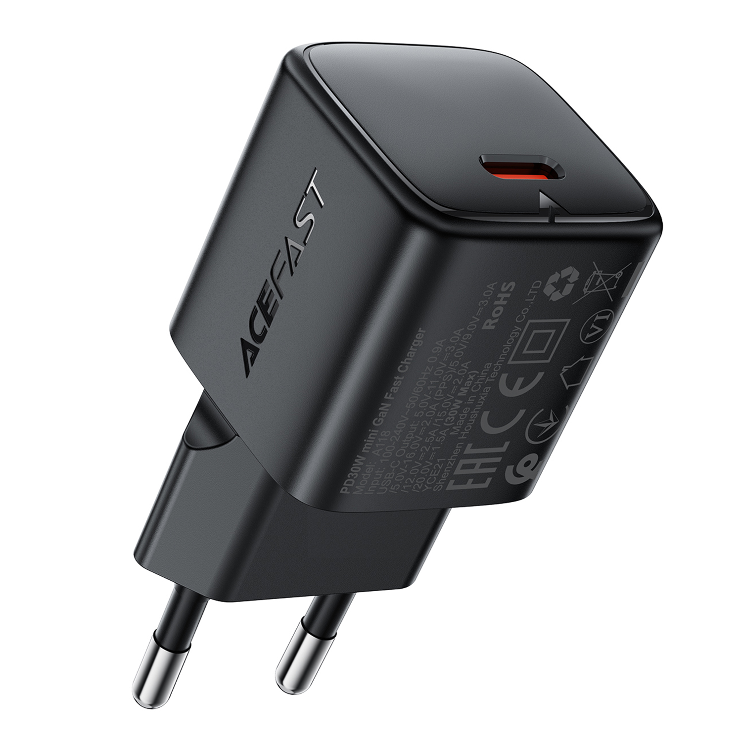 ACEFAST A118 PD 30W USB-C Fast Charger Mini GaN Power Adapter Charging Block - EU Plug