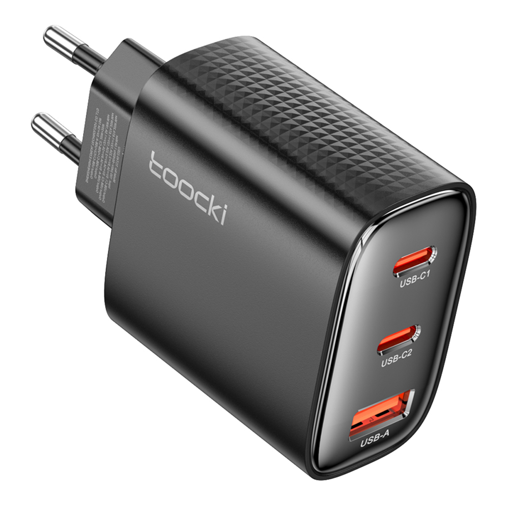 TOOCKI TCT40 40W Wall Charger 2C1A Fast Charging Multi-Port USB Power Adapter - Black  /  EU Plug