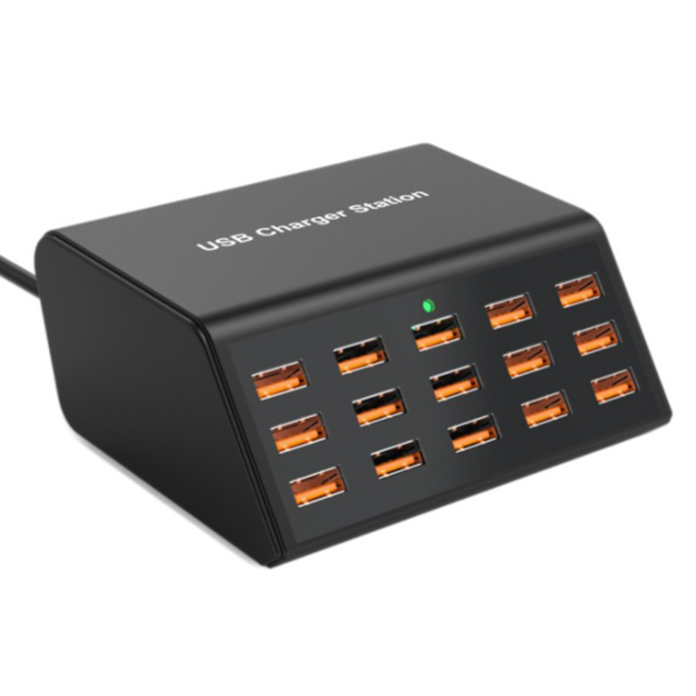 HW15 15 Multi-Port USB Charger Station PD 100W Fast Charge Adapter with Digital Display for Phone / Tablet - EU Plug