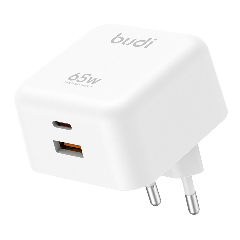 BUDI AC320EW 65W GaN Charger USB-A + USB-C Ports Fast Charging Power Adapter for Laptop / Notebook, EU Plug