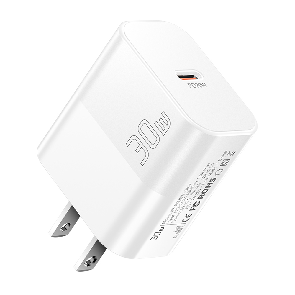 ESSAGER ABS PD 30W Wall Charger USB-C High Quality Chip Wall Charger Flash Charging Stably Adapter - White  /  US Plug
