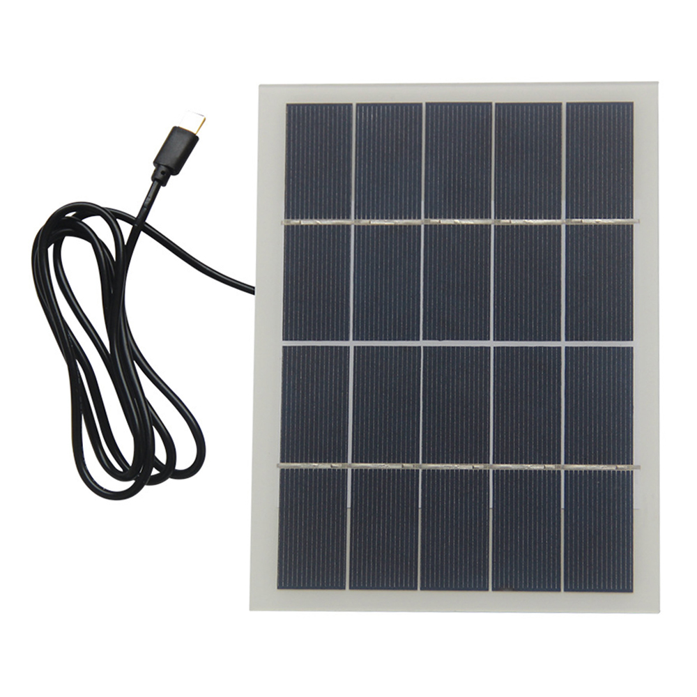 3W 5V Solar Charging Panel Type-C Solar Power Supply for 3.7V-5V Battery Charging, Security Monitoring Devices - White