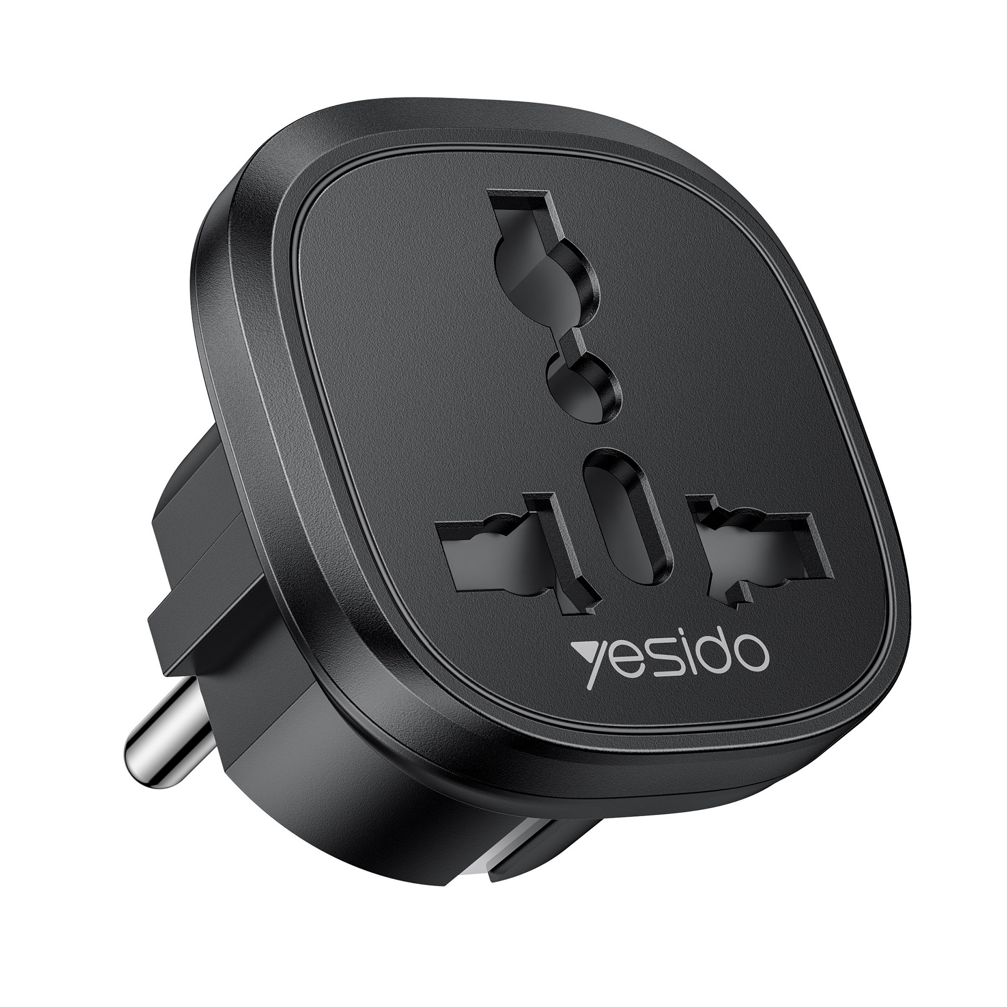 YESIDO MC44 EU Plug to Universal Socket Global Travel Adapter 100V-250V 10A Multi-Country Converter - Black