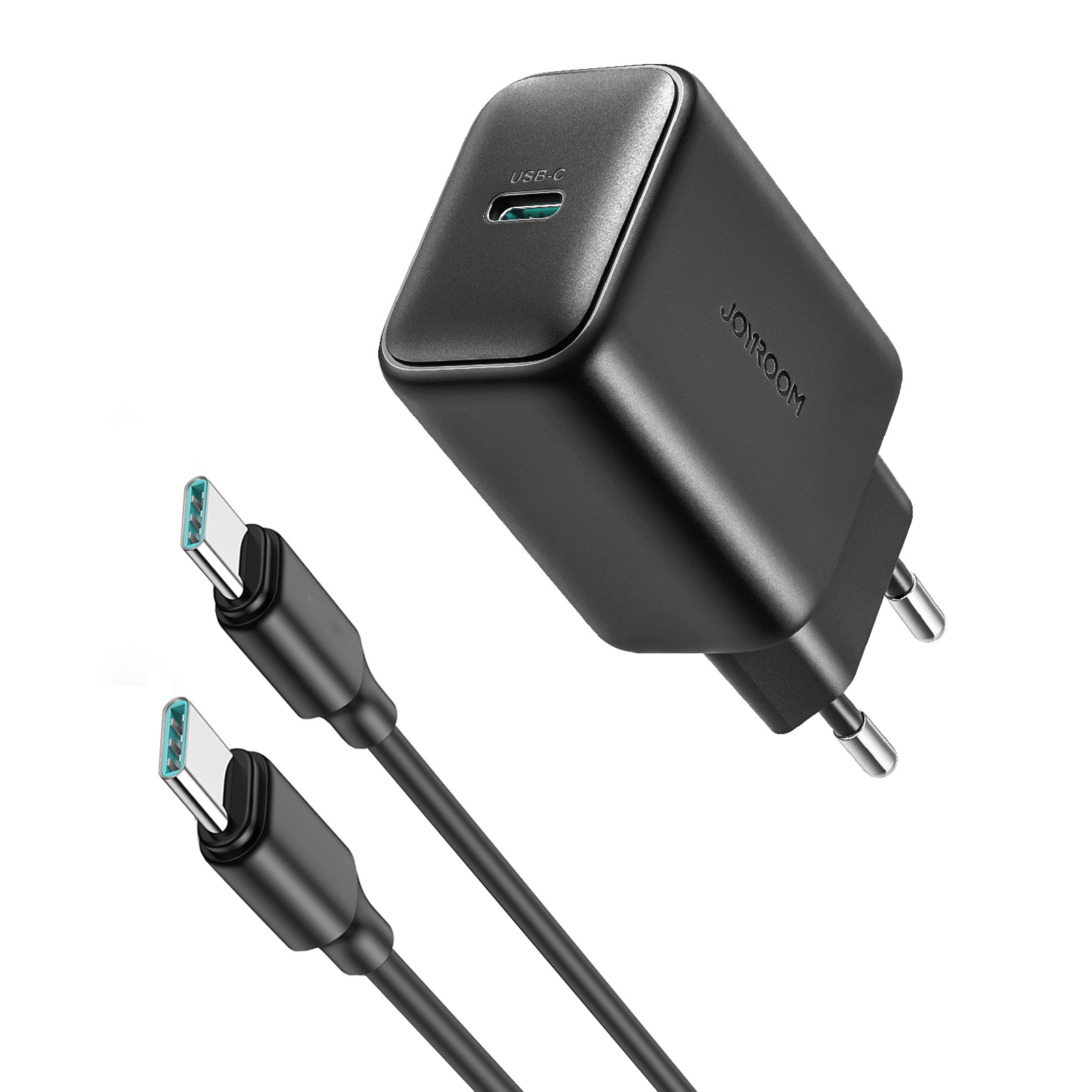 JOYROOM JR-TCF23 25W USB-C Charger with 1m Type-C Cable Fast Charging, EU Plug - Black