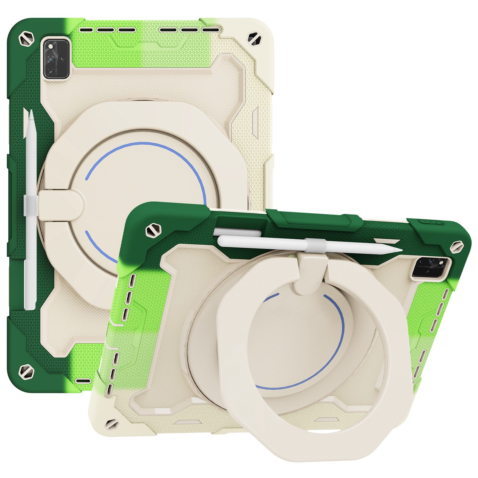 

Für Huawei Matepad Pro 12.6 (2021) Hartes PC Soft Silicon Tablet Cover Rotierende Kickstand -schutzhülle Mit Stiftschleife - Regenbogengrün, Huawei MatePad Pro 12.6 (2021)
