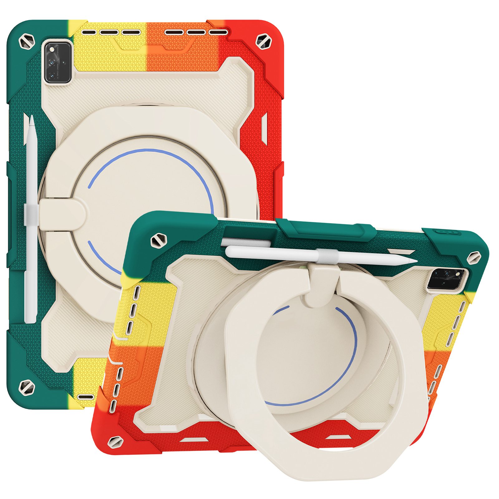 

Für Huawei Matepad Pro 12.6 (2021) Hartes PC Soft Silicon Tablet Cover Rotierende Kickstand -schutzhülle Mit Stiftschleife - Regenbogenrot, Huawei MatePad Pro 12.6 (2021)
