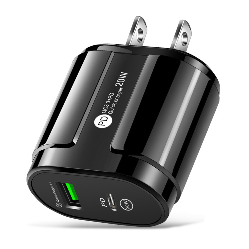 

Красовая Штекерная Заглушка QC3.0 PD 20W Quick Charger USB-A + Type-C Adapter, US Plug - Черный, Universal