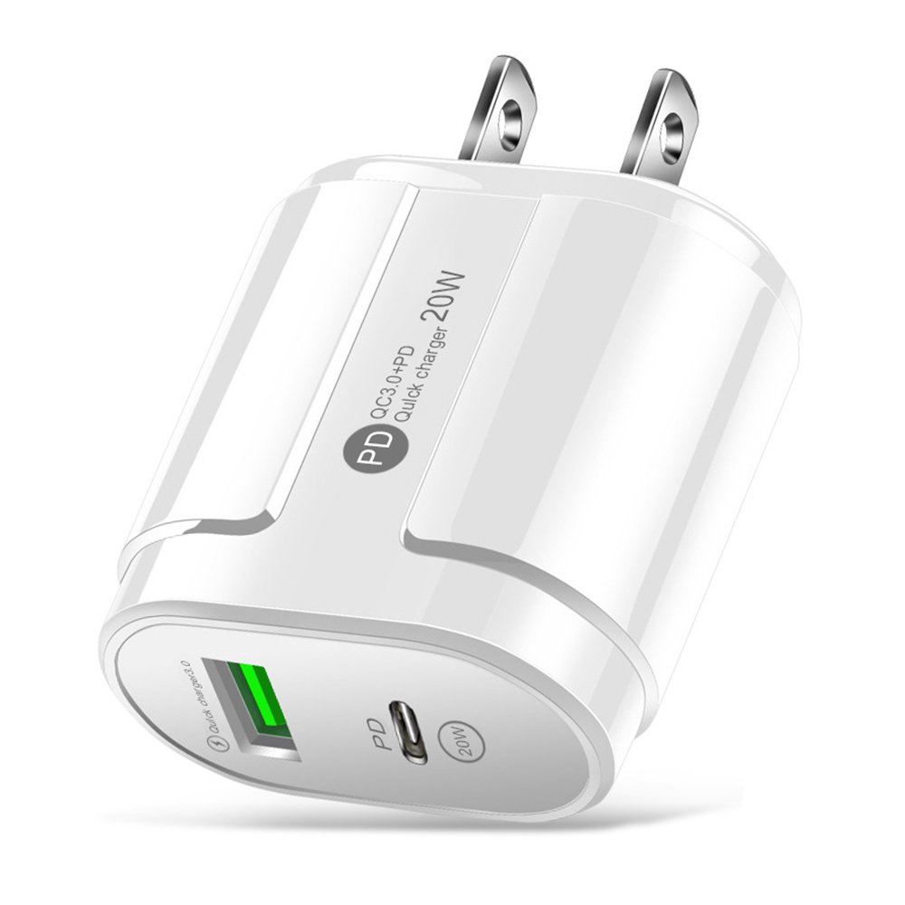 

Красовая Штекерная Заглушка QC3.0 PD 20W Quick Charger USB-A + Type-C Adapter, US Plug - Белый, Universal