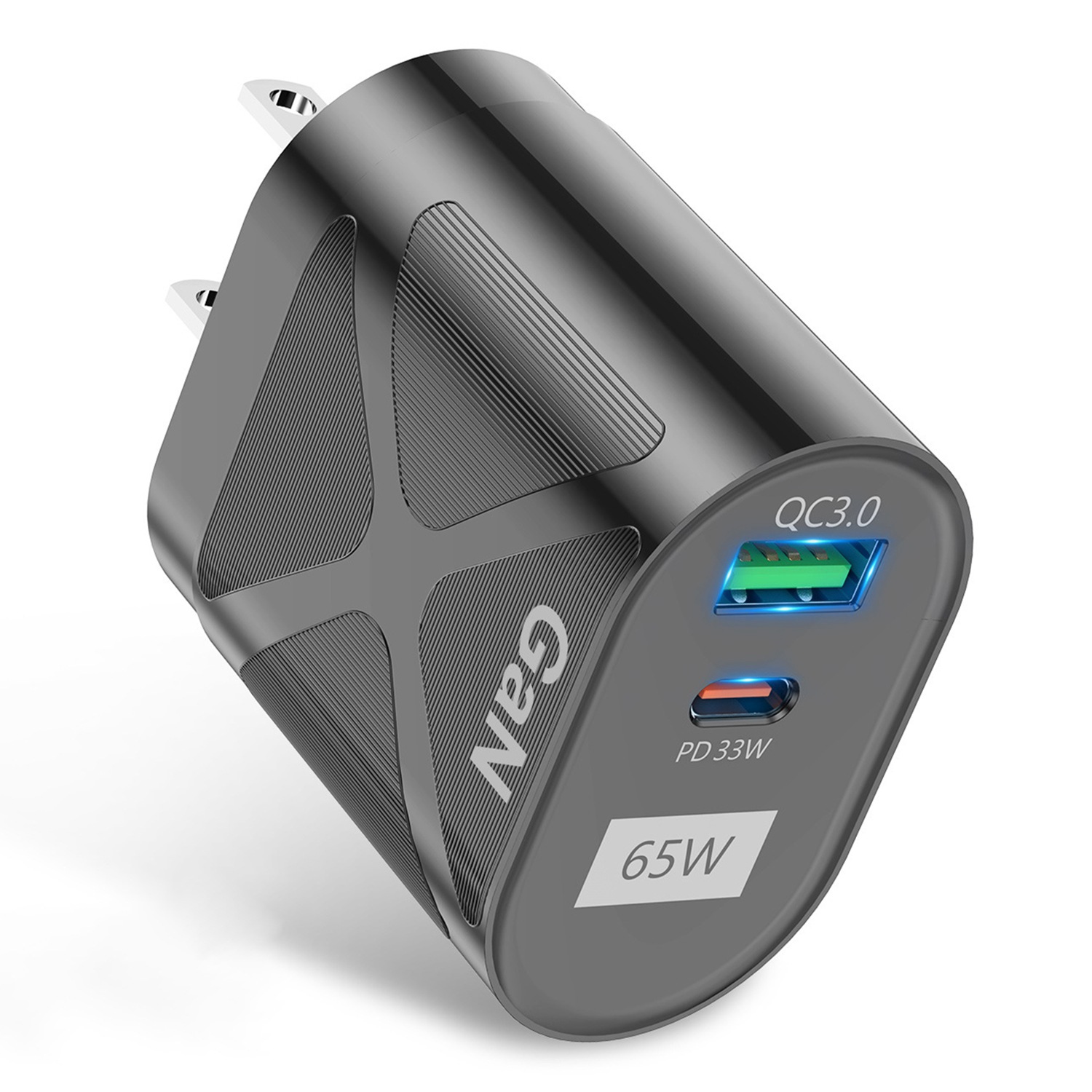 

UD7568 PD+QC Fast Charging Charger Type-C + USB-A Power Adapter for Phone Tablet - Black / US Plug, Universal