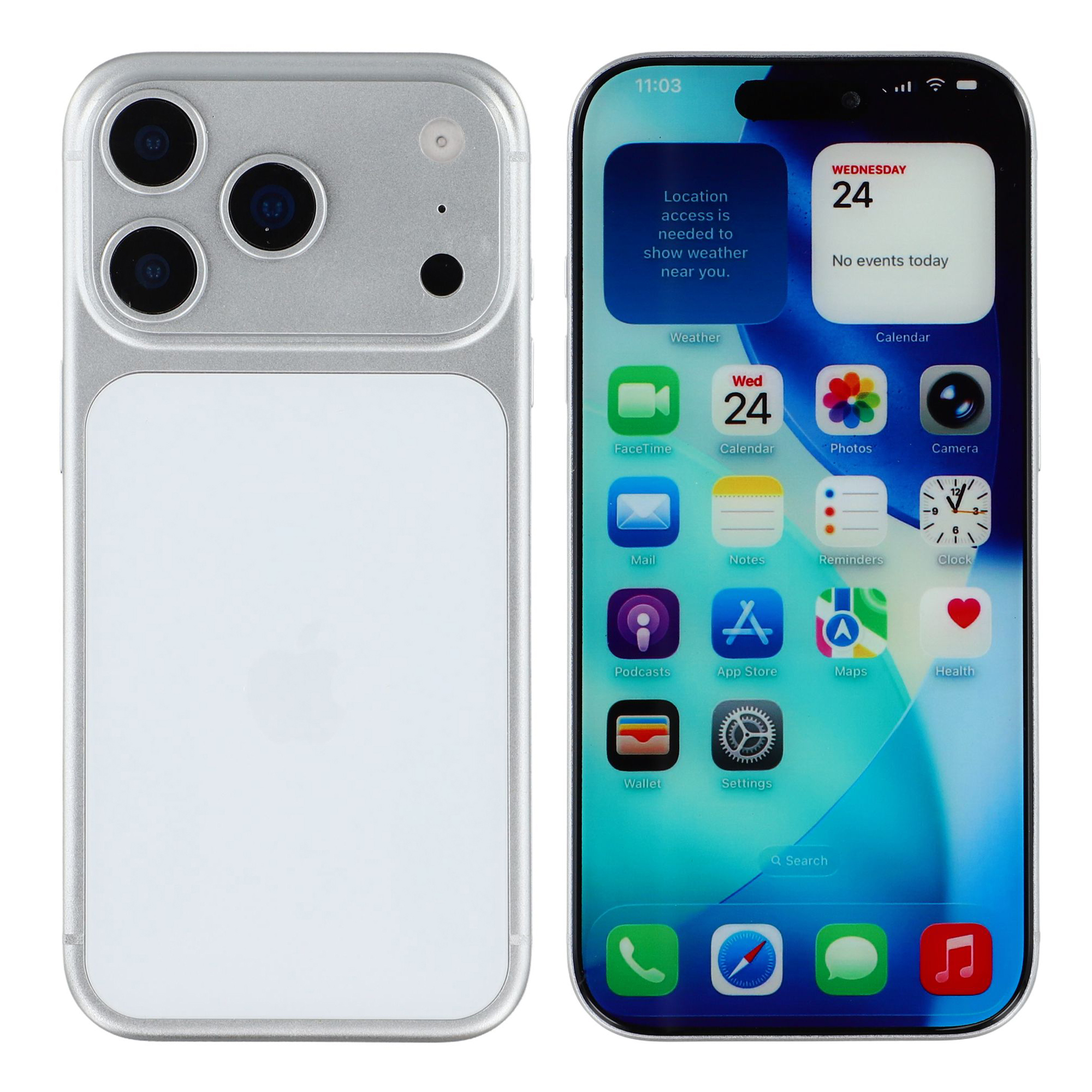 For iPhone 17 Pro Color Screen Dummy Phone Shooting Counter Display Toys (Without Logo) - Silver