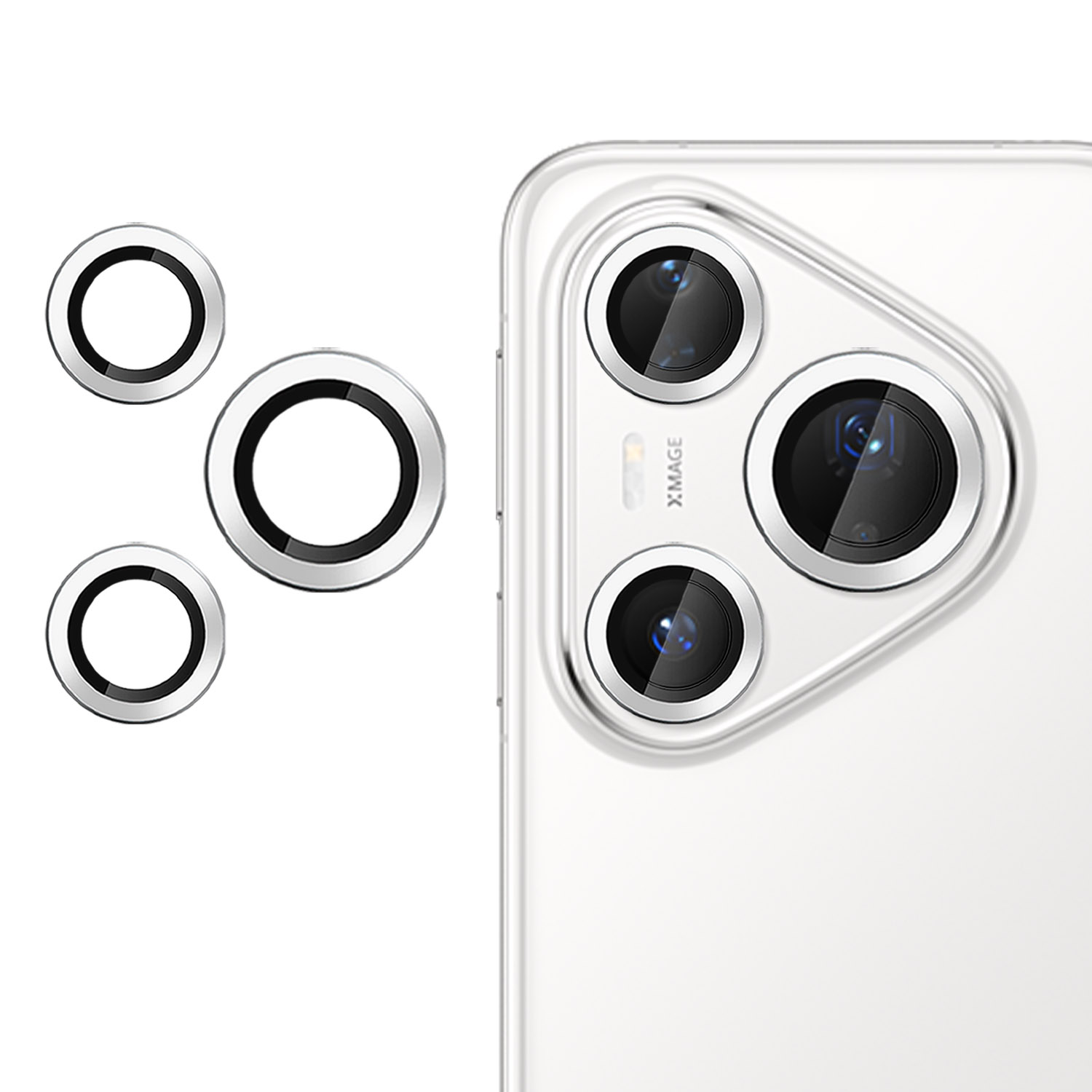 For Huawei Pura 80 Pro+ / Huawei Pura 80 Pro Camera Lens Protector Ultra Thin CD Vein HD 9H Tempered Glass Lens Film - Silver