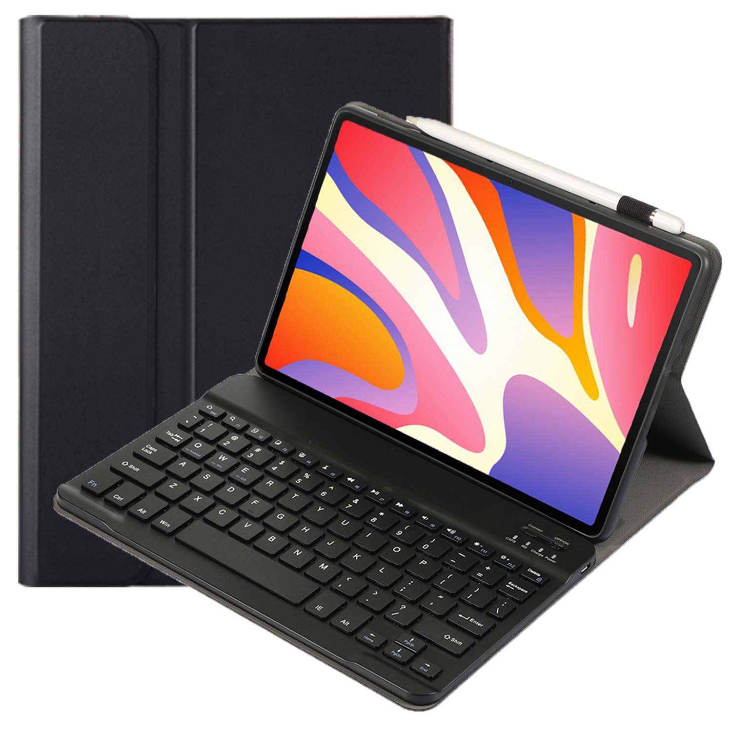 AH17 For Huawei MatePad 11.5 Protective Case with Removable Bluetooth-compatible Keyboard Anti-Drop Leather Stand Cover - Black