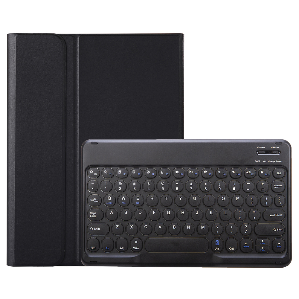 YAM29 Leather Case for Lenovo Tab 10.1 (2025) / Zhaoyang K10C / S10 TB-311FU / XC TBF1 2025 Round Keycap Bluetooth-Compatible Keyboard - Black