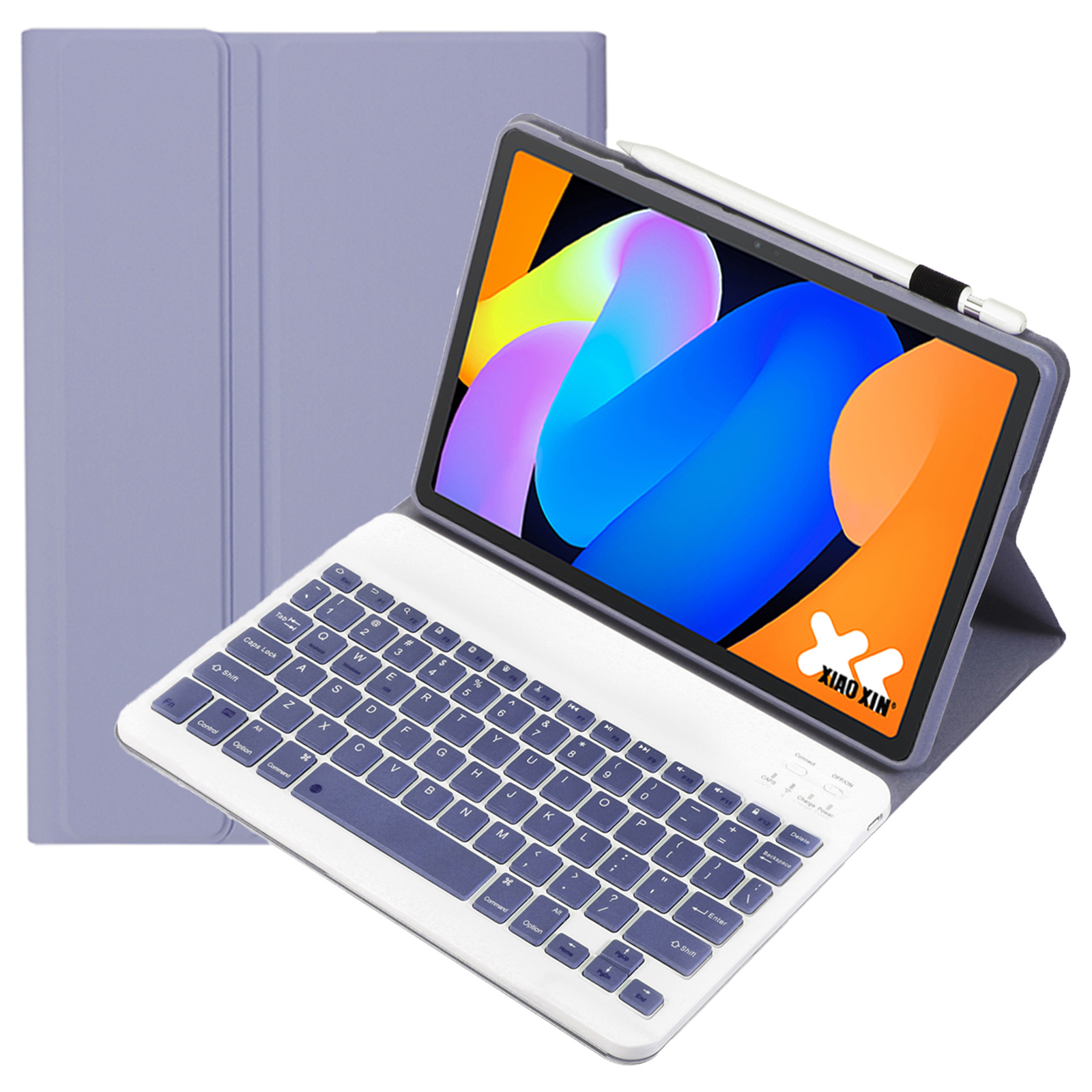 AM31 For Lenovo Tab K11 Gen 2 / Idea Tab / Xiaoxin Pad 11 2025 Leather Case Bluetooth-Compatible Keyboard - Purple