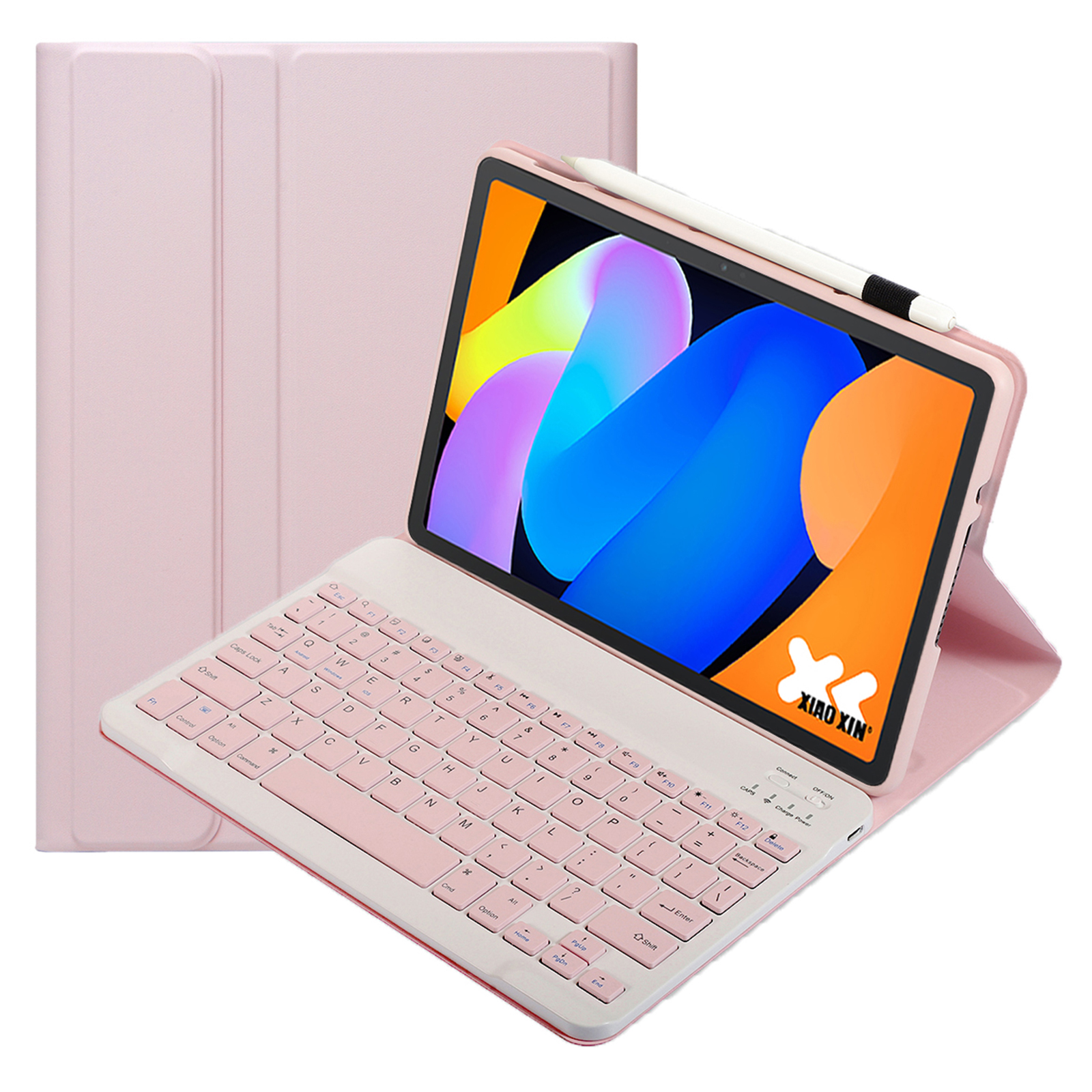 AM31 For Lenovo Tab K11 Gen 2 / Idea Tab / Xiaoxin Pad 11 2025 Leather Case Bluetooth-Compatible Keyboard - Pink