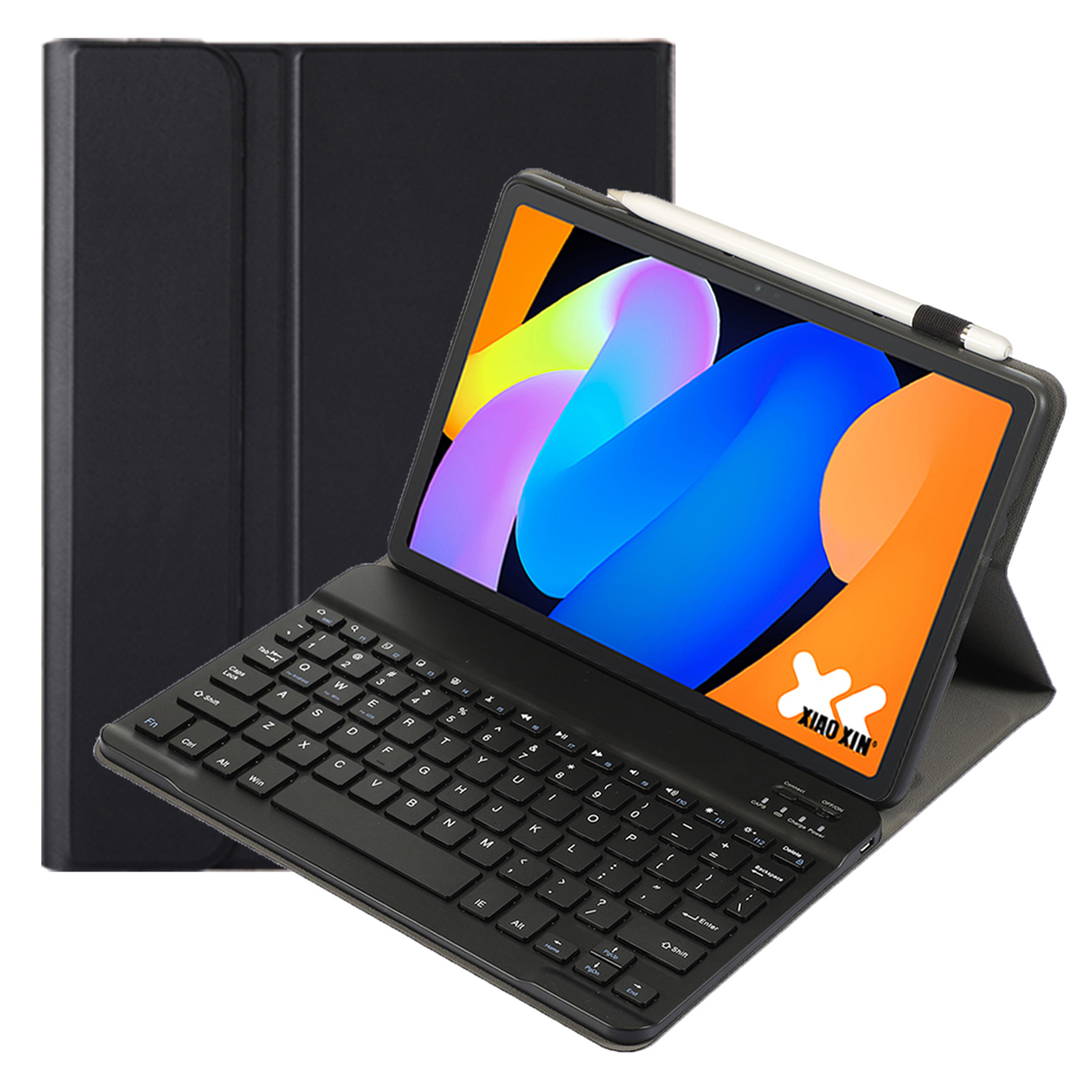 AM31 For Lenovo Tab K11 Gen 2 / Idea Tab / Xiaoxin Pad 11 2025 Leather Case Bluetooth-Compatible Keyboard - Black