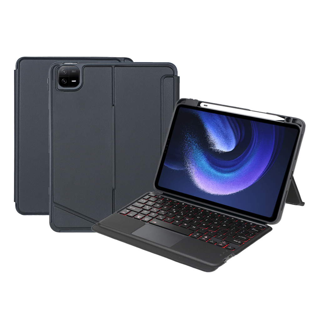 

T0n7-as Für Xiaomi Pad 6 / Pad 6 Pro PU Leder Tablet Hülle Mit Bleistifthalter + Touchpad Abnehmbarer Bluetooth -tastatur, Xiaomi Pad 6