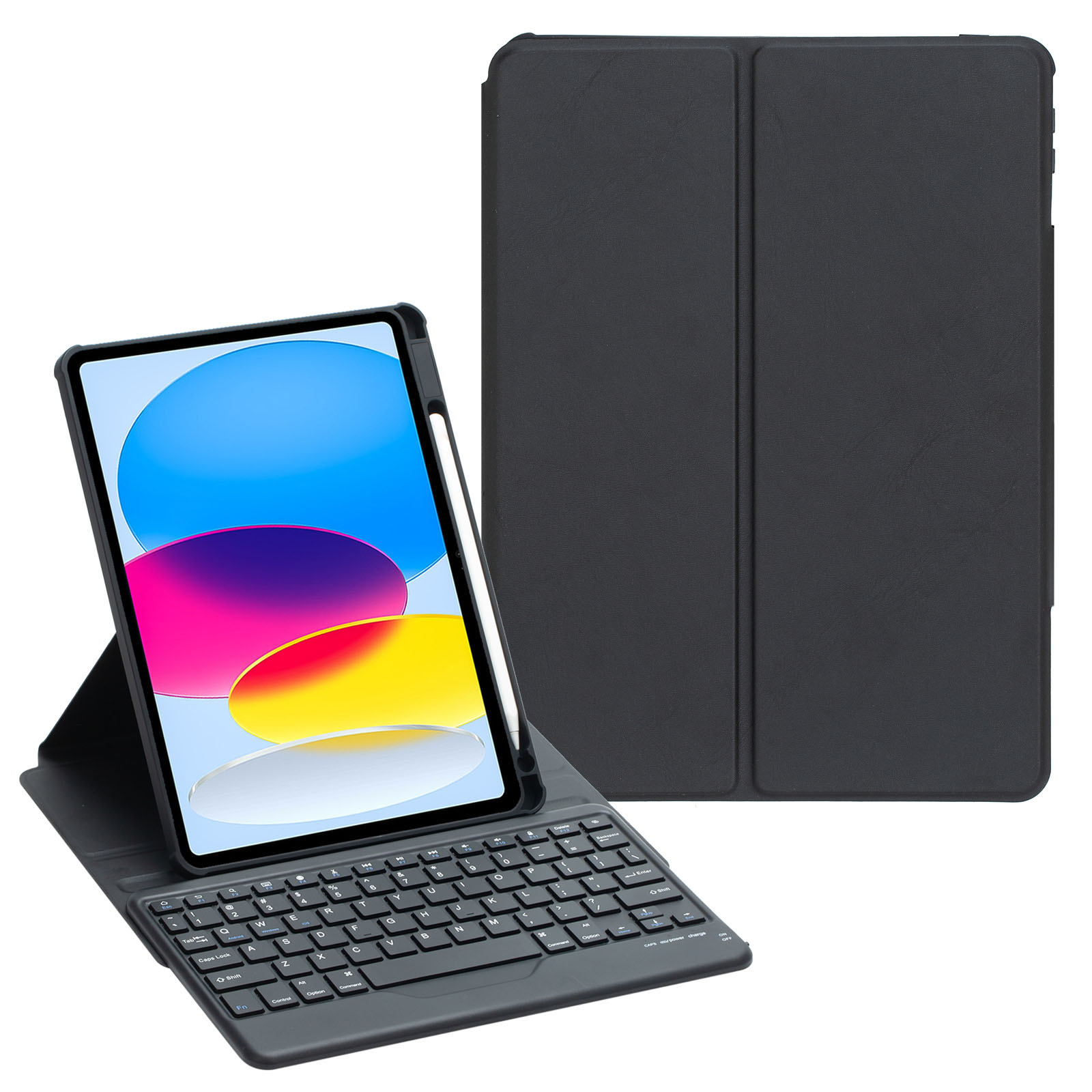 

F10B Tablet -hülle Für Ipad 10.9 (2022) PU Leder Clear Acryl Rotierende Ständer Cover + Drahtlose Bluetooth -tastatur Mit Bleistifthalter - Schwarz, iPad 10.9 (2022)