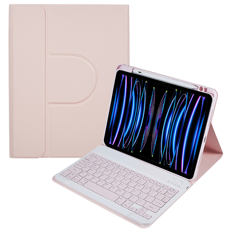 

SK-2011 Stand Tablet Case Für Ipad Pro 11 (2018) /(2020) /(2021) /(2022) Pu-lederabdeckung Mit Abnehmbarer Drahtloser Bluetooth-tastatur - Rosa, iPad Pro 11-inch (2018)