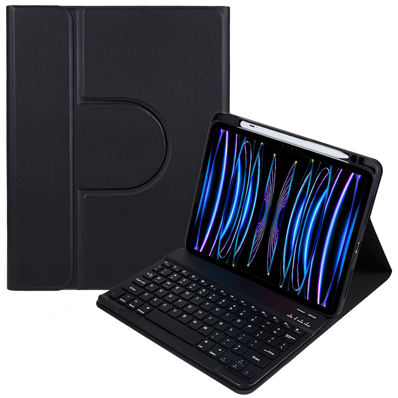 

SK-2011 Stand Tablet Case Für Ipad Pro 11 (2018) /(2020) /(2021) /(2022) Pu-lederabdeckung Mit Abnehmbarer Drahtloser Bluetooth-tastatur - Schwarz, iPad Pro 11-inch (2018)