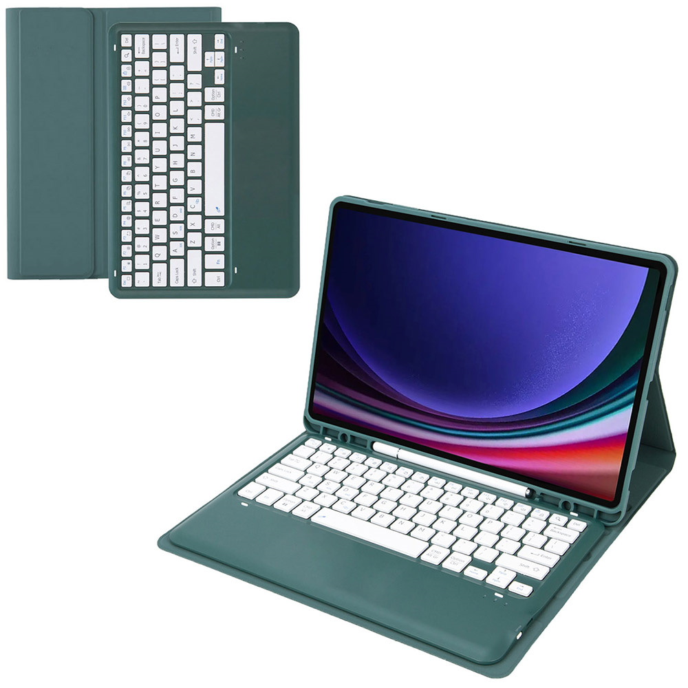 

A810b Für Samsung Galaxy Tab S9+ X810 / X816 / X818 Abnehmbarer Bluetooth -tastaturhülle Stoßdichter Tablet -tablet -abdeckung Mit Stiftschlitz - Dunkelgrün, Galaxy Tab S9+