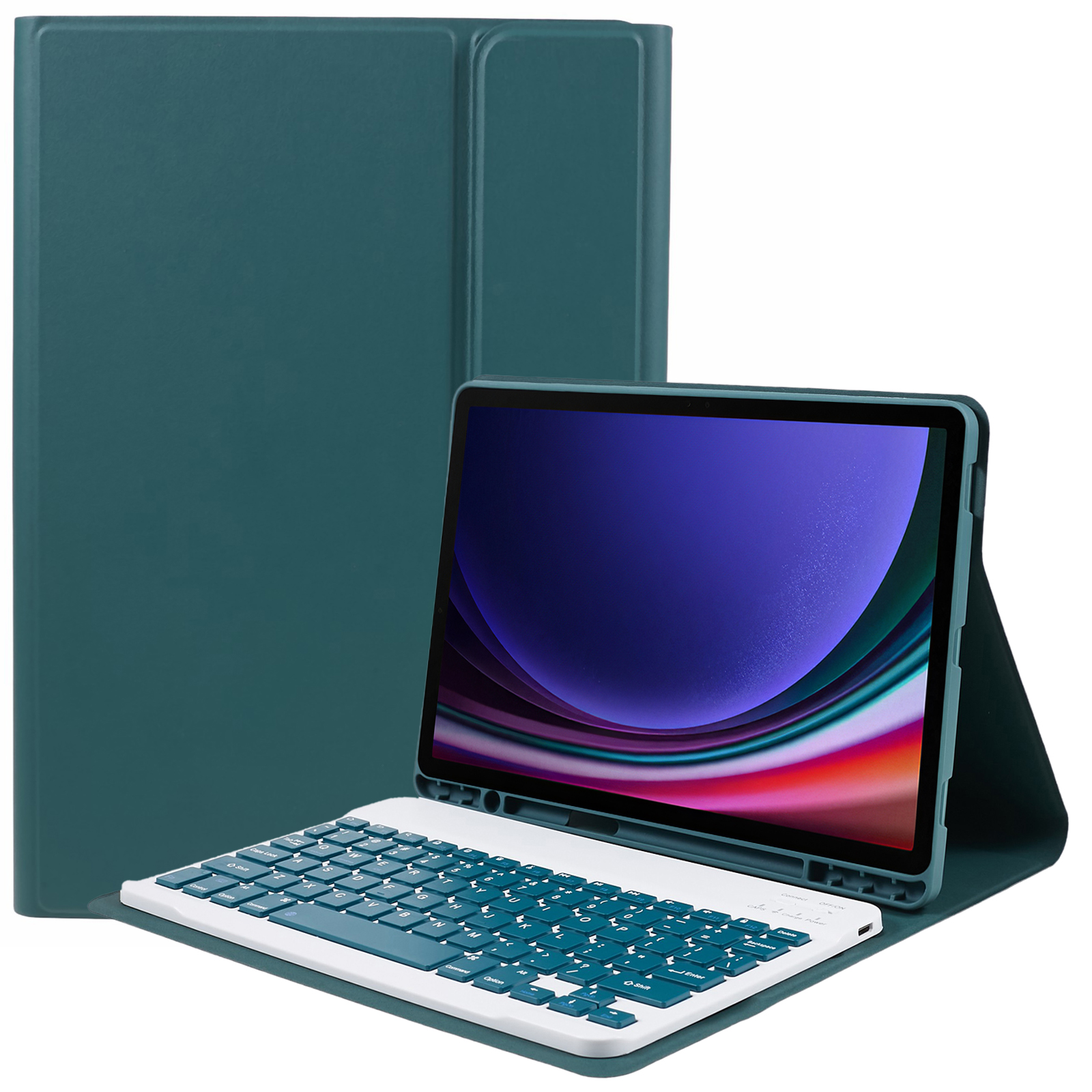 

SK-X710 Für Samsung Galaxy Tab S9 (x710 / 716b / 718U) Slim Bluetooth-tastatur Anti-Drop PU+PC Tablet-hülle - Mitternacht Grün, Galaxy Tab S9