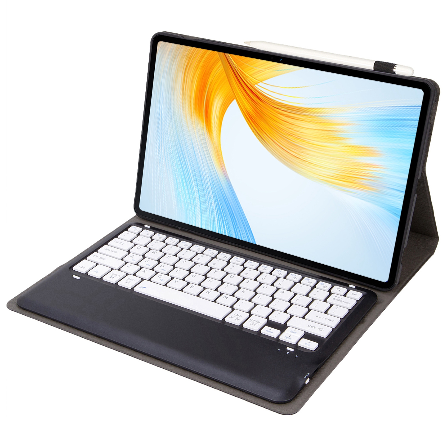 

AH16 Für Honor MagicPad 13 Abnehmbarer Bluetooth-tastatur Smart Case Stand Ultra-slim Tablet Cover - Schwarz / Weiß, Honor MagicPad 13