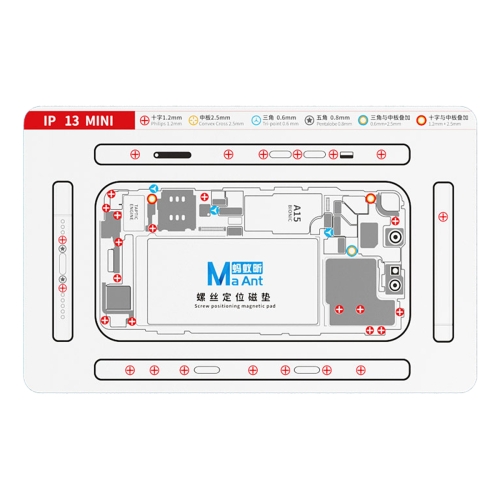 MAANT For iPhone 13 mini Double-Sided Magnetic Screw Positioning Soft Mat Phone Repair Tool