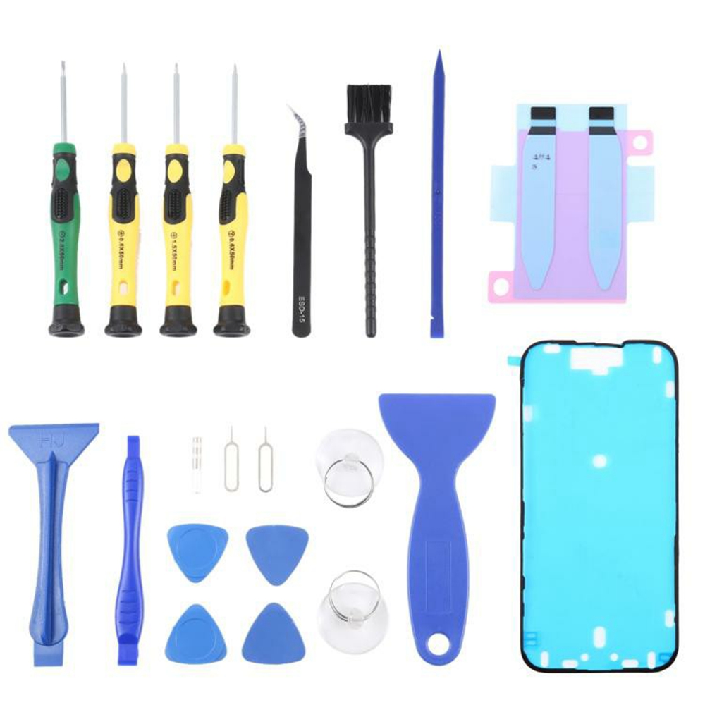 JF-8182 For iPhone 16 21 in 1 Precision Screwdriver Set Replacement Parts Battery Adhesive Tape Sticker + Middle Plate Frame Repair Tool Kit