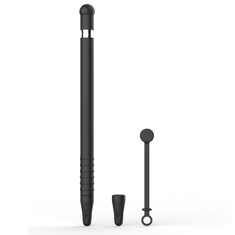 

4in1 Touch Pen Soft Silicone Case Stylus Protective Sleeve Cover for Apple Pencil 1st Generation - Black, Other Apple Models