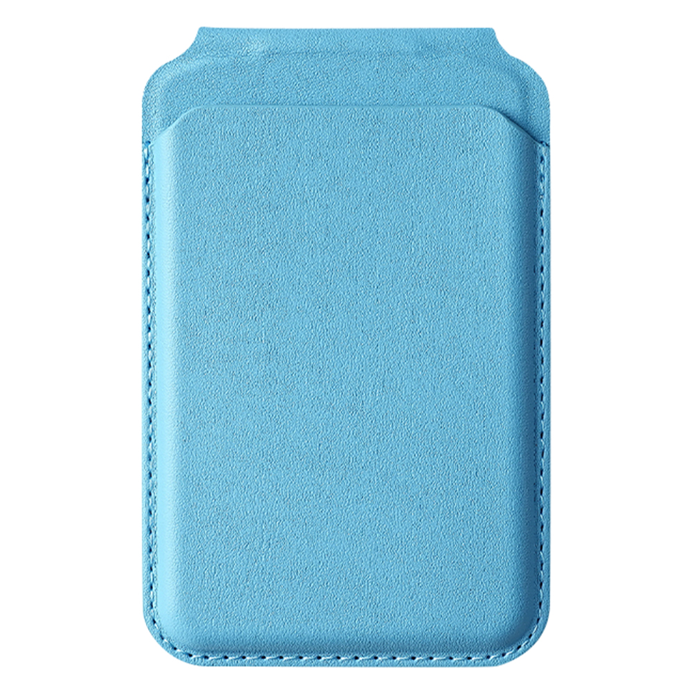 Bi-Fold Phone Card Bag PU Leather Magnetic Card Holder with Foldable Kickstand Function - Baby Blue
