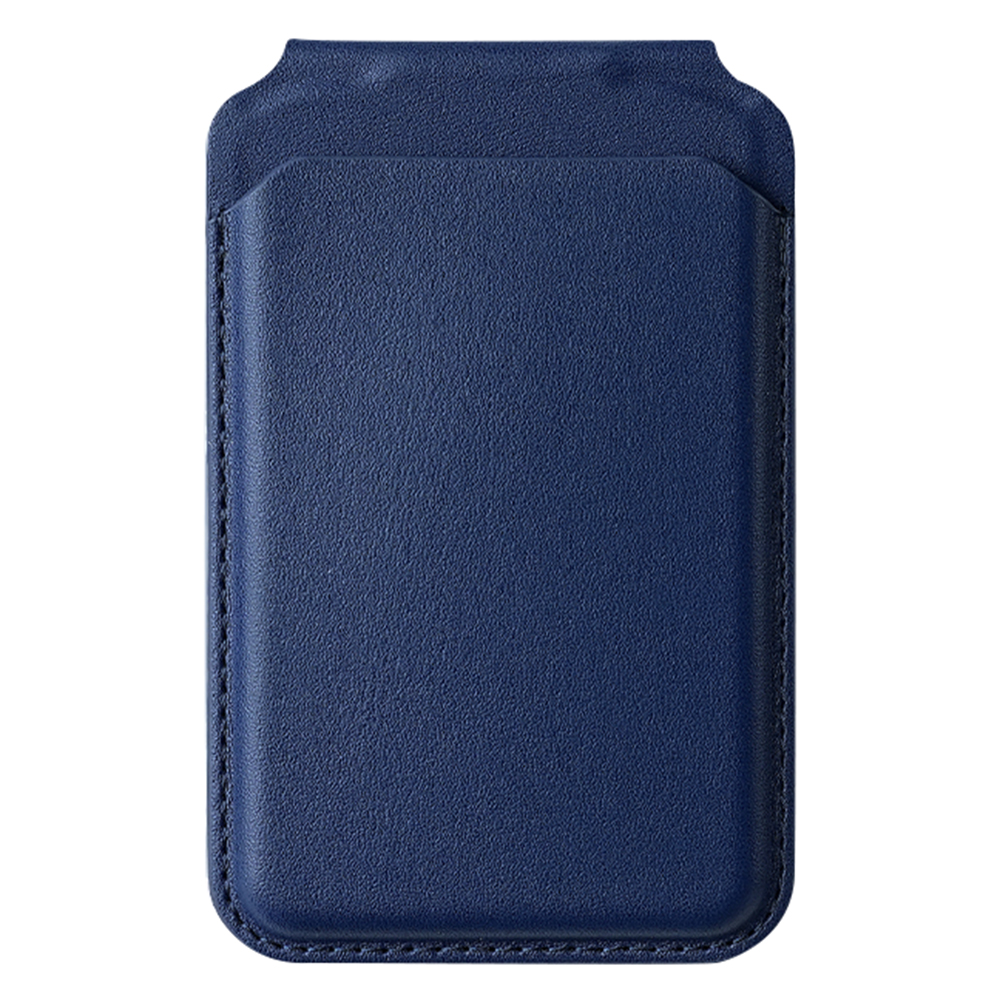 Bi-Fold Phone Card Bag PU Leather Magnetic Card Holder with Foldable Kickstand Function - Blue