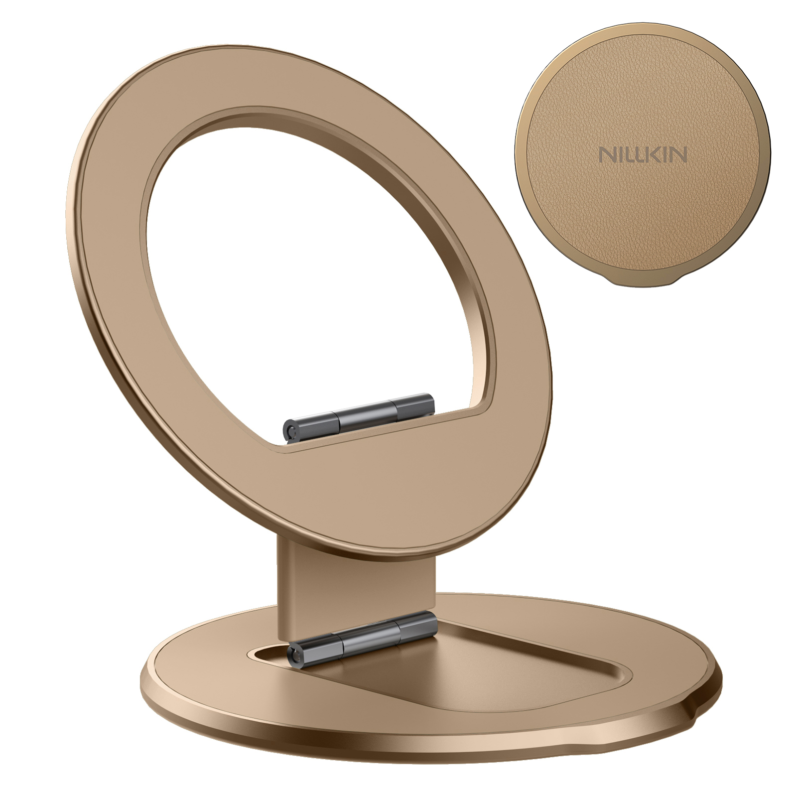 NILLKIN Dual Magnetic Ring Phone Stand Holder Flexible Rotation Adjustable Kickstand - Light Coffee