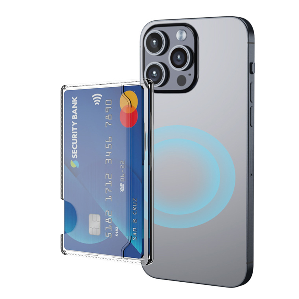 Side-Mount Clear Card Holder Magnetic Slim Phone Back Card Case