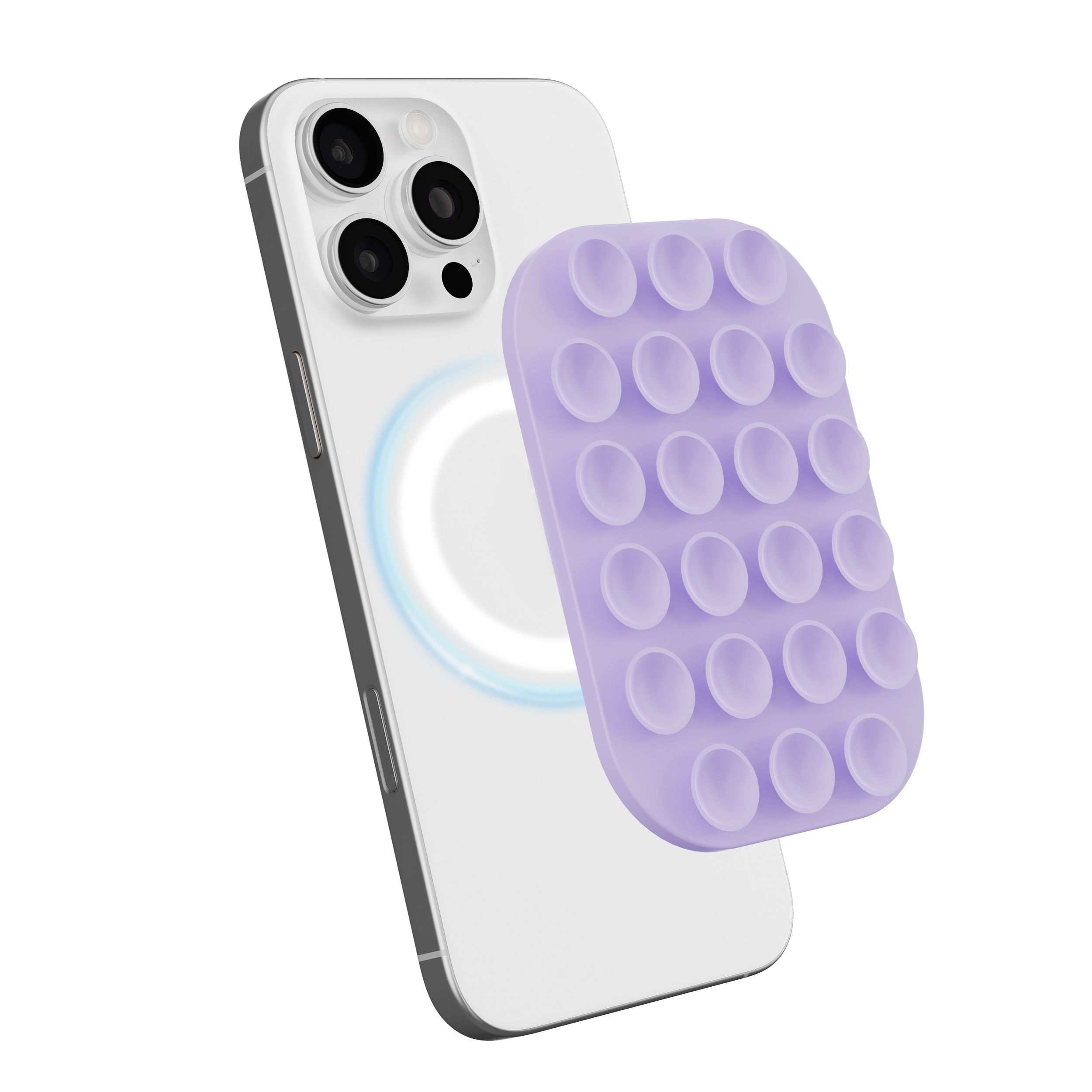 Magnetic Suction Cup Phone Mount Compatible with MagSafe Case Wall Stand Square Anti-Slip Holder - Purple