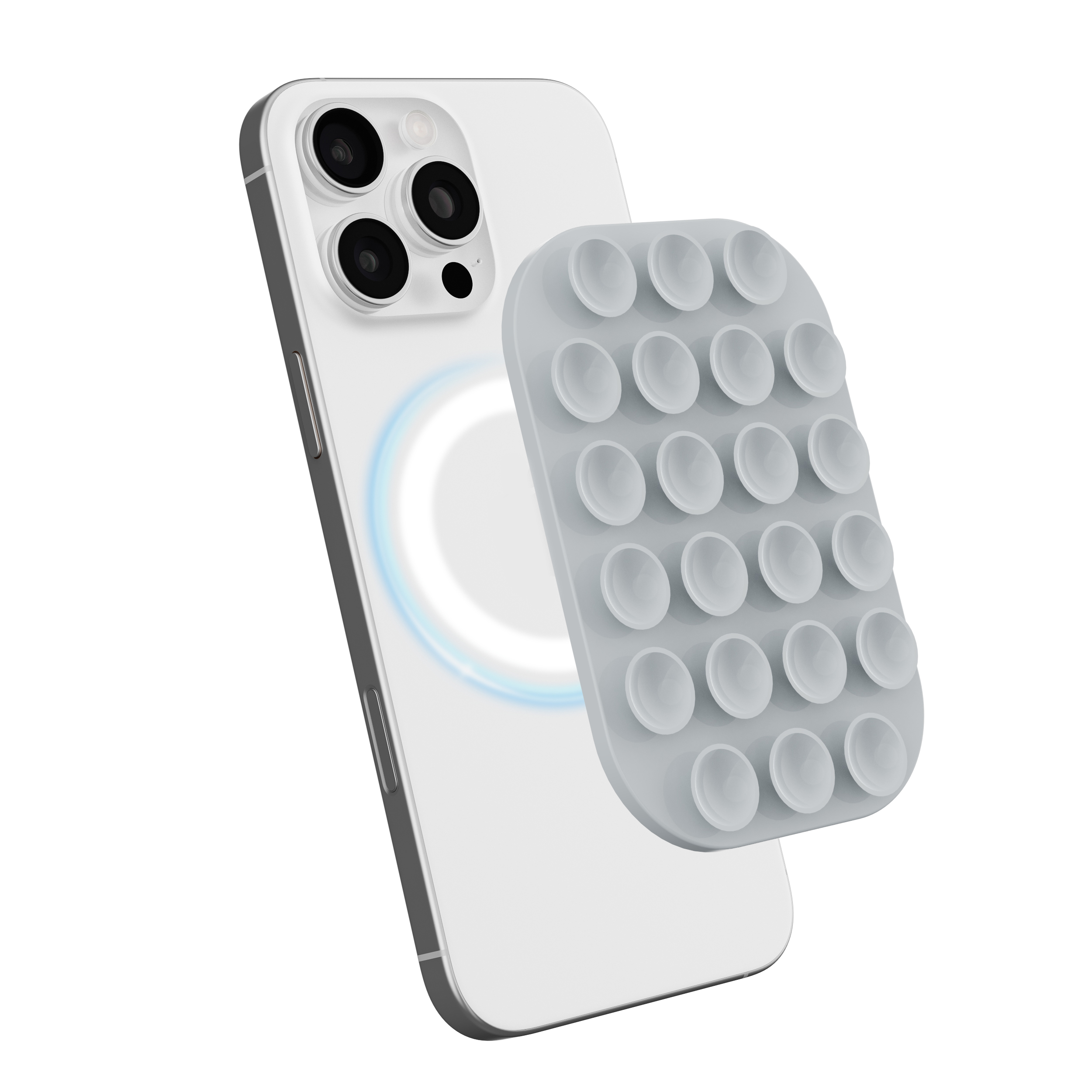 Magnetic Suction Cup Phone Mount Compatible with MagSafe Case Wall Stand Square Anti-Slip Holder - Grey
