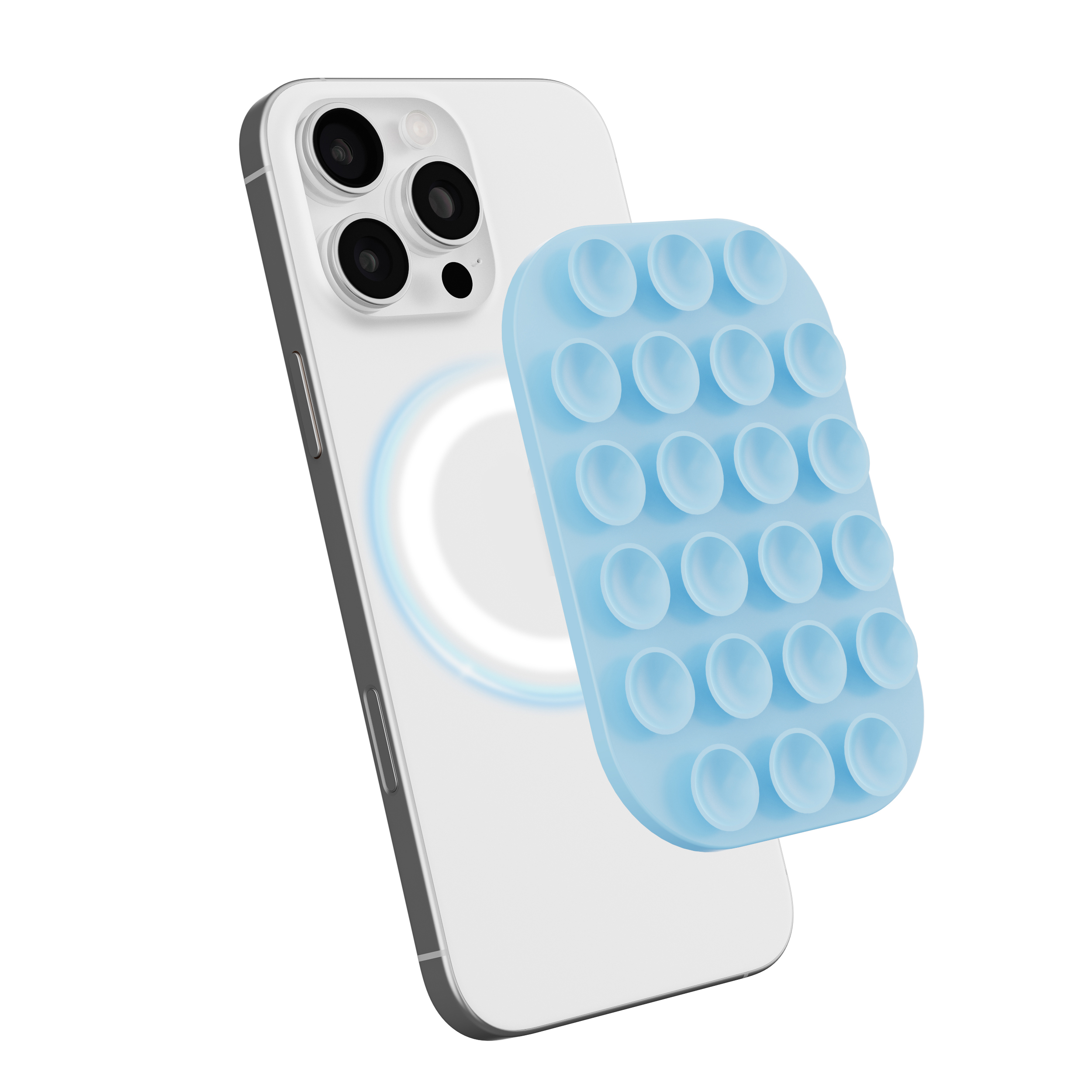 Magnetic Suction Cup Phone Mount Compatible with MagSafe Case Wall Stand Square Anti-Slip Holder - Baby Blue