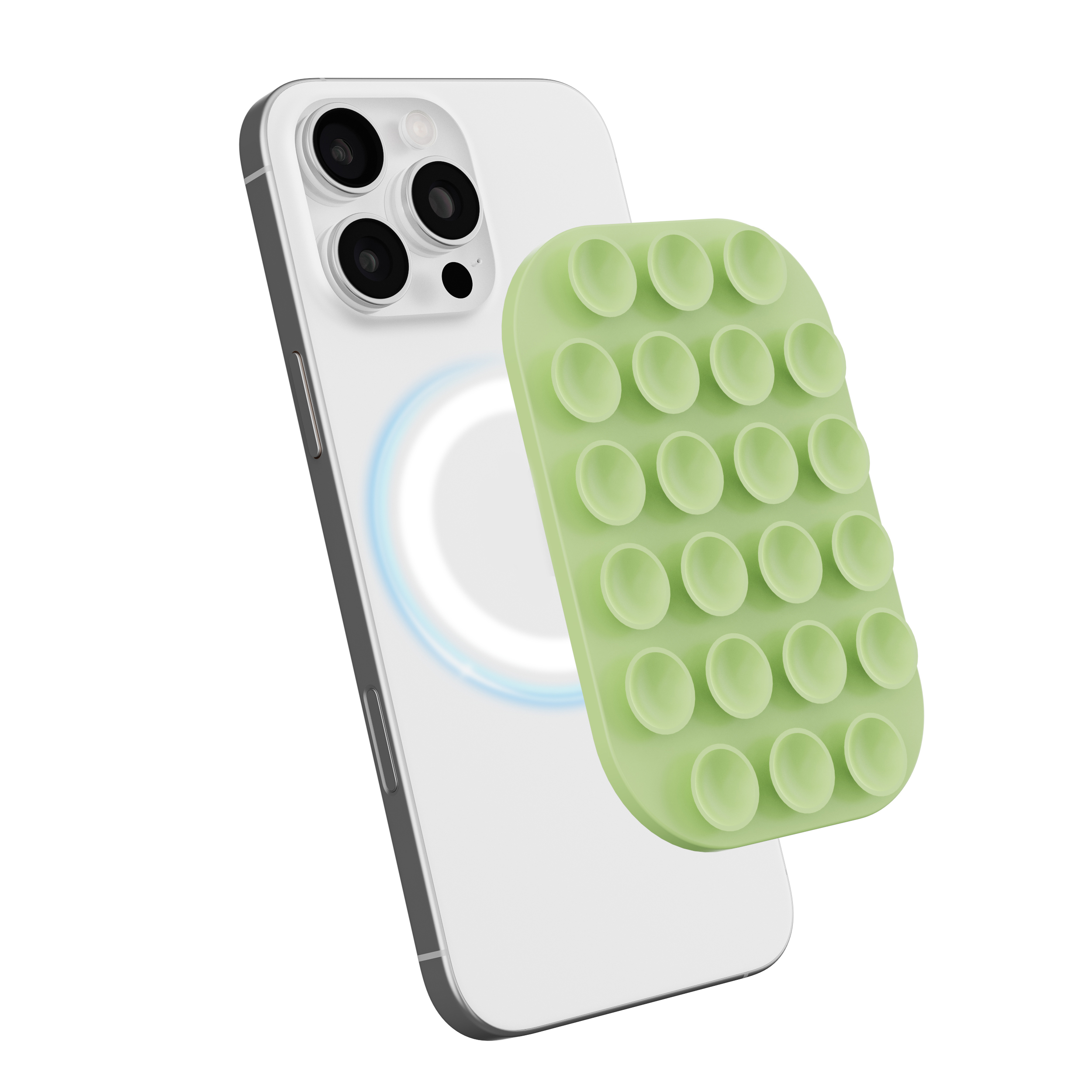 Magnetic Suction Cup Phone Mount Compatible with MagSafe Case Wall Stand Square Anti-Slip Holder - Matcha Green