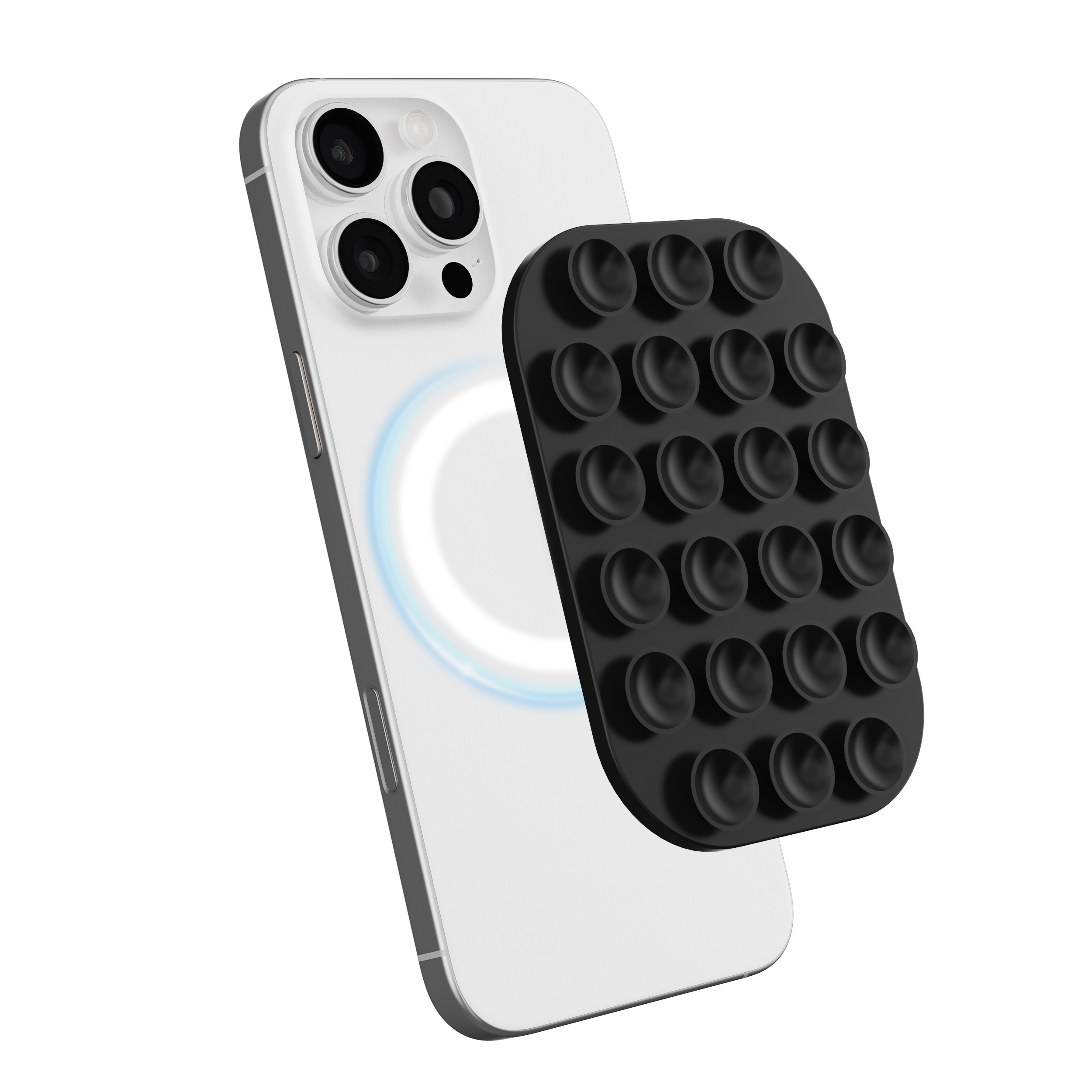 Magnetic Suction Cup Phone Mount Compatible with MagSafe Case Wall Stand Square Anti-Slip Holder - Black
