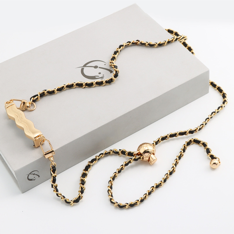 

Metall -telefon Clip + Einstellbare PU Leder Crossbody Telefonkette Portable Telefon Hülle Lanyard Seil - Gold, Universal