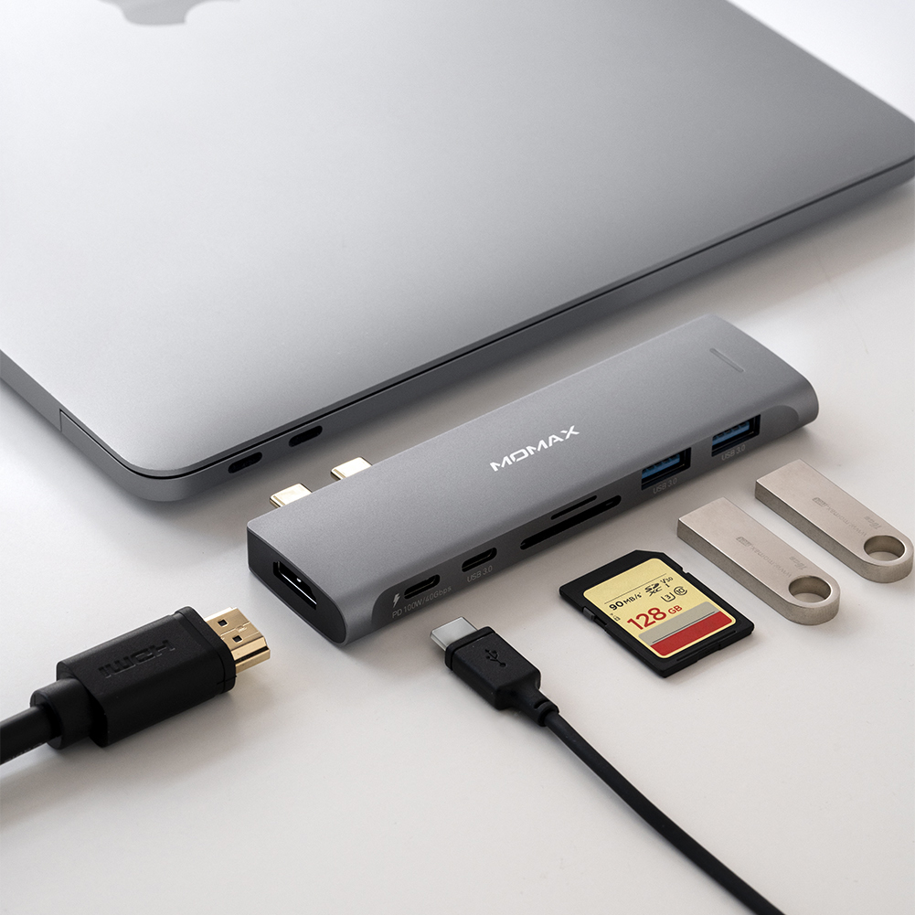 

MOMAX 7-IN-1 Многофункциональный Преобразователь Dual Type-C Hub Expander Для Устройств Серии MacBook