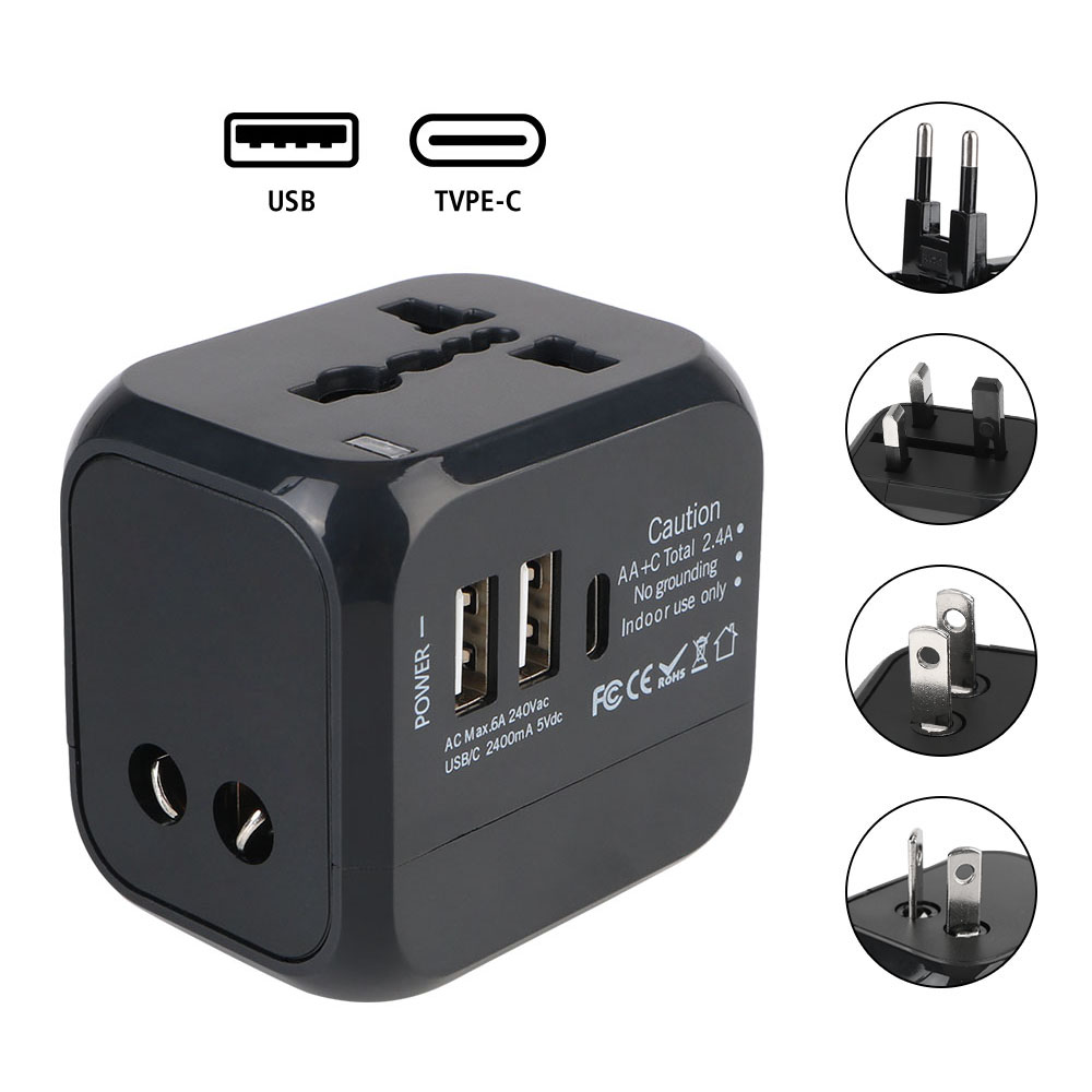 PD 20W Universal Travel Adapter UK / EU / US Plug Dual USB + PD 20W Charging International Charger