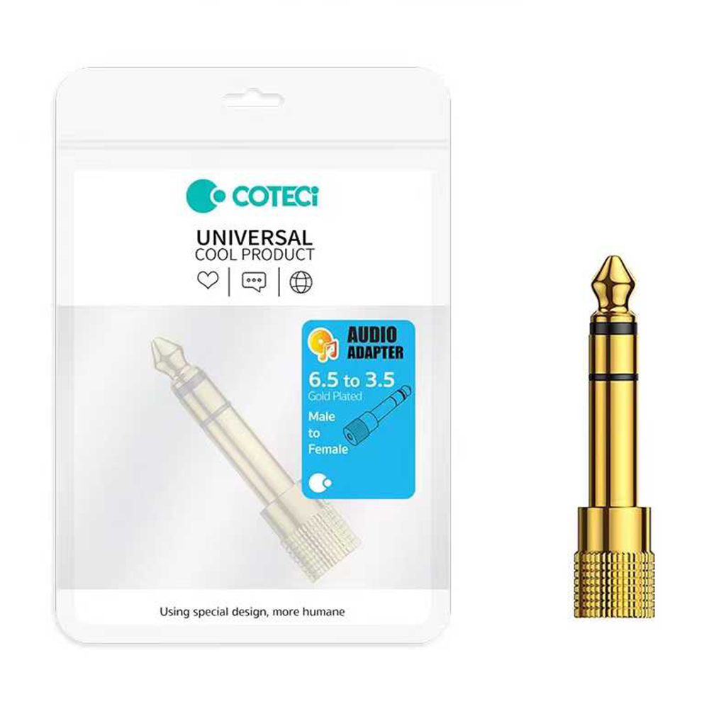 COTECI 6.5mm Male to 3.5mm Female Audio Adapter Gold Plated Converter for Guitar Piano