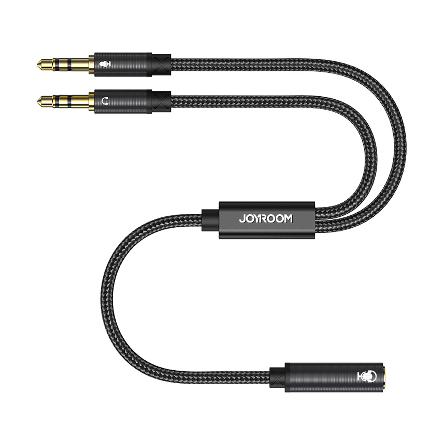 

JOYROOM JR-A05 Headset-Splitter-Adapterkabel 3,5mm Weibliche Bis 2 Männliche Kopfhörer-MIC-Audio-Y-Splitter-Adapter - Schwarz