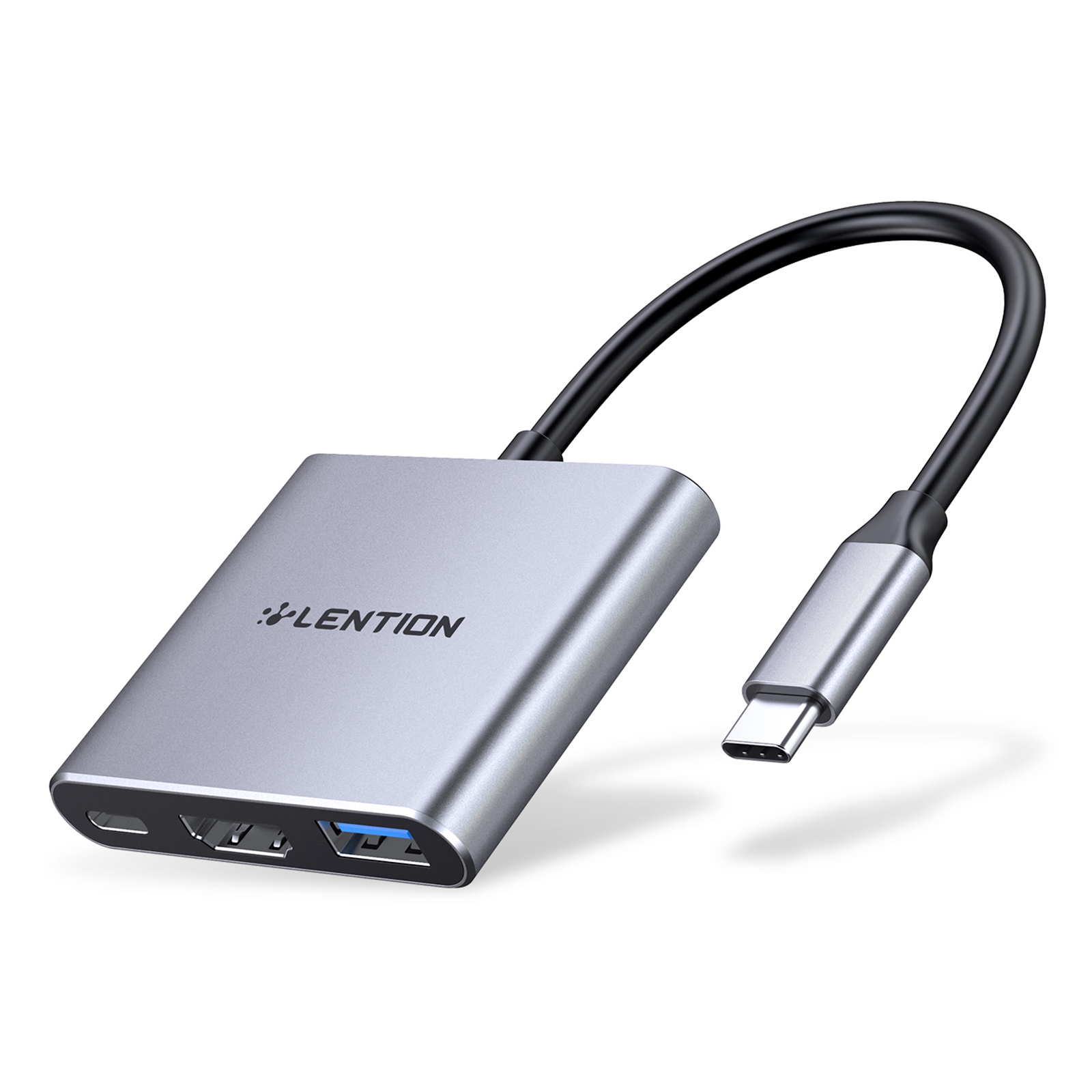 

Lentier C14H USB-C zu USB-A 3.0 + HD + Pd-adapter Aluminiumlegierung HD 4K Video Converter - Grau