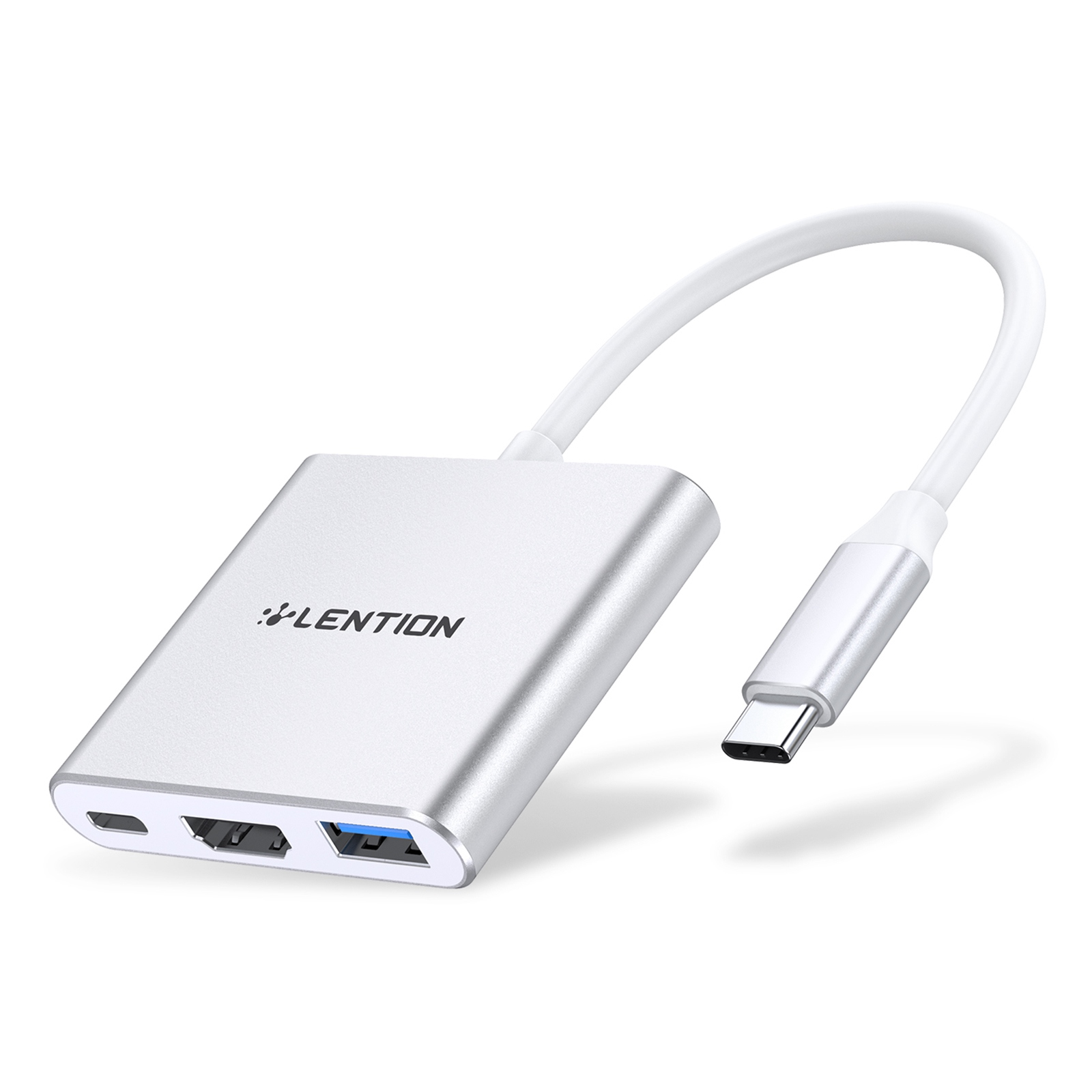 

Lentier C14H USB-C zu USB-A 3.0 + HD + Pd-adapter Aluminiumlegierung HD 4K Video Converter - Silber-