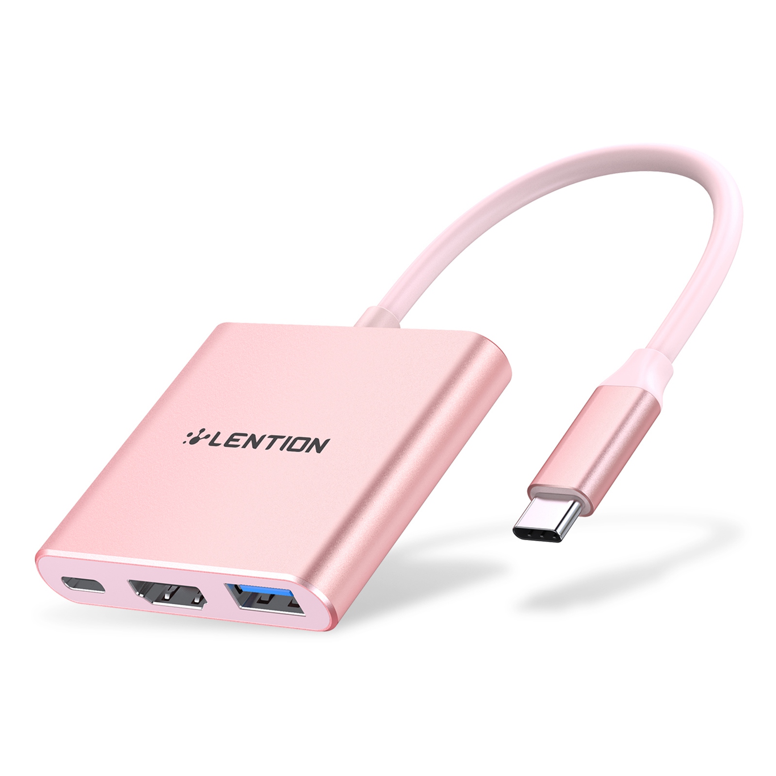 

Lentier C14H USB-C zu USB-A 3.0 + HD + Pd-adapter Aluminiumlegierung HD 4K Video Converter - Roségold