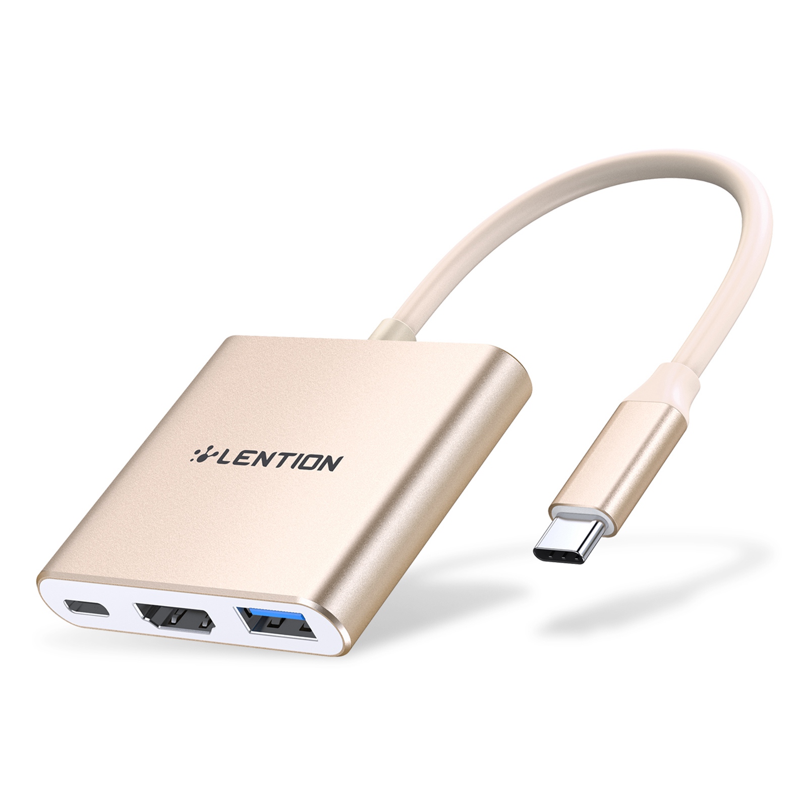 

Lentier C14H USB-C zu USB-A 3.0 + HD + Pd-adapter Aluminiumlegierung HD 4K Video Converter - Gold