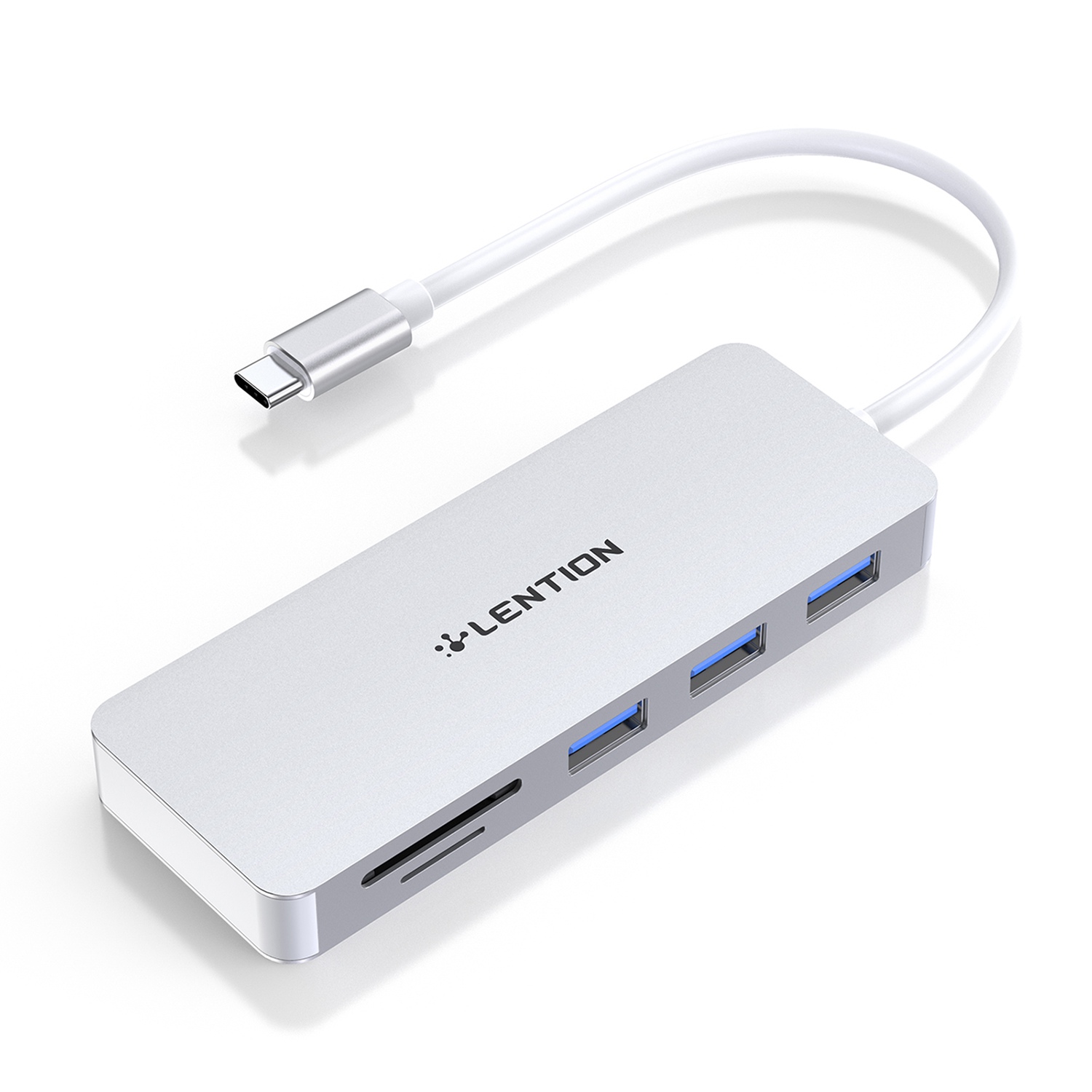 

Lentier C15 Usb-c-hub 3 USB-A 3.0 Ports Adapter SD / TF -kartenleser Aluminiumlegierungswandler - Silber-