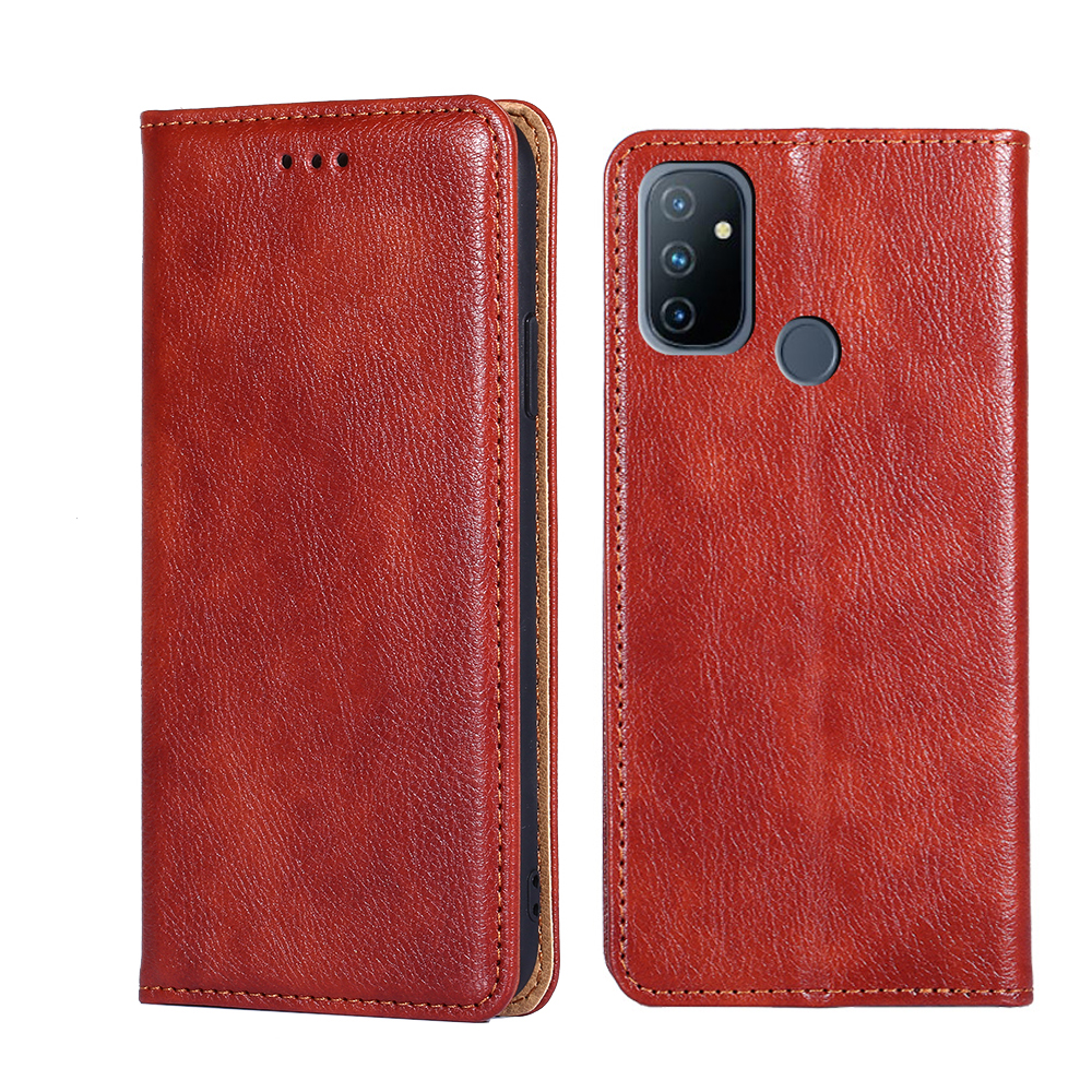 

Reine Farbauto-absorbierte Lederständerschale Für OnePlus Nord N100 Protector Hülle - Braun, OnePlus Nord N100